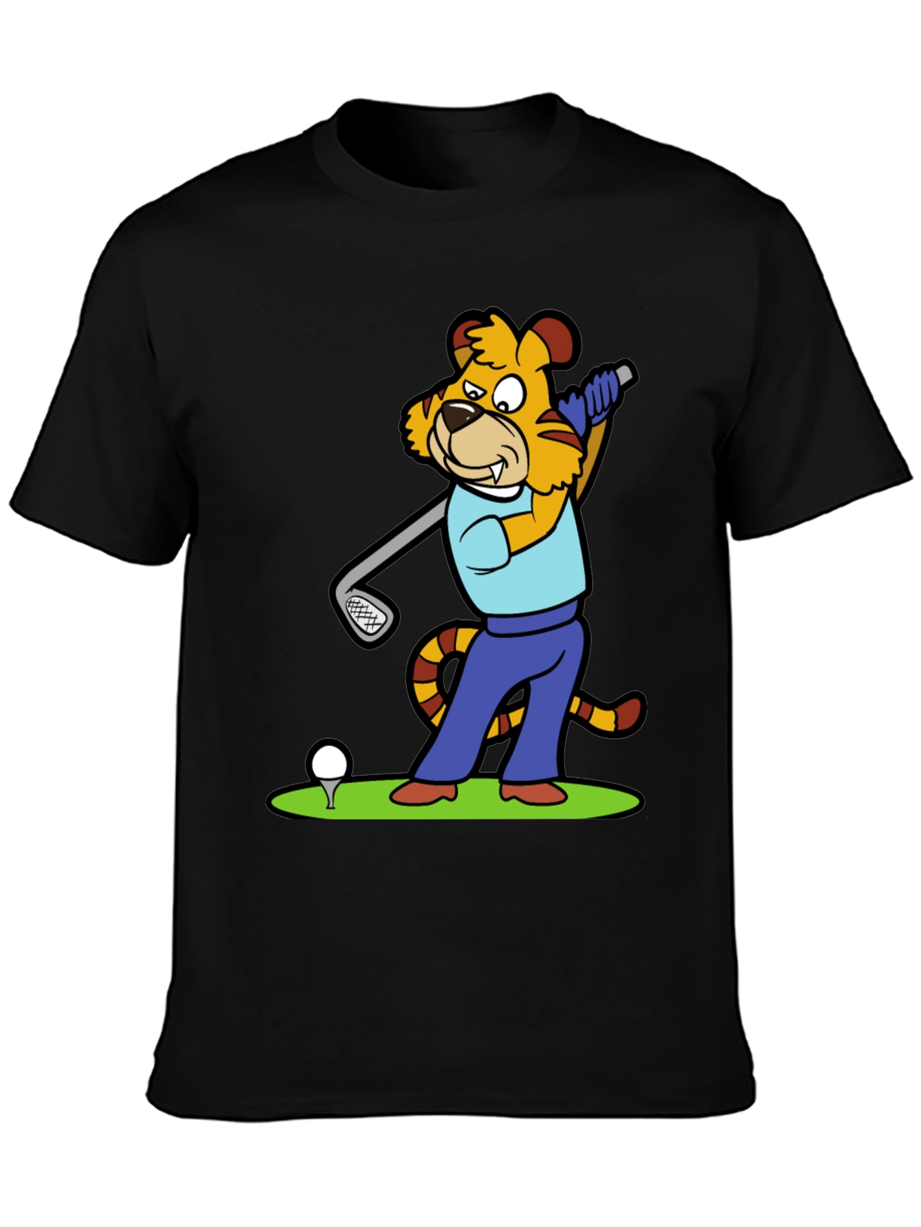 Tiger Golfer Graphic Tee - Unique Cartoon Design