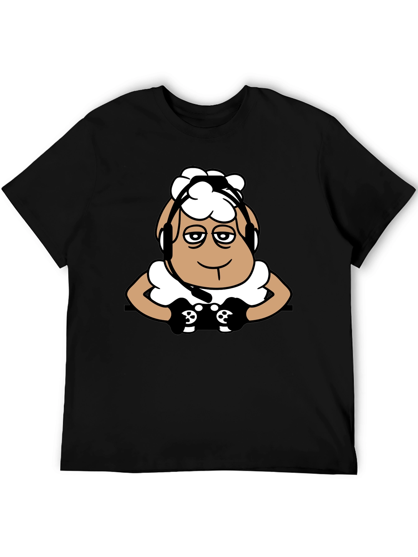 Gamer Sheep Graphic Tee - Black Cotton T-Shirt
