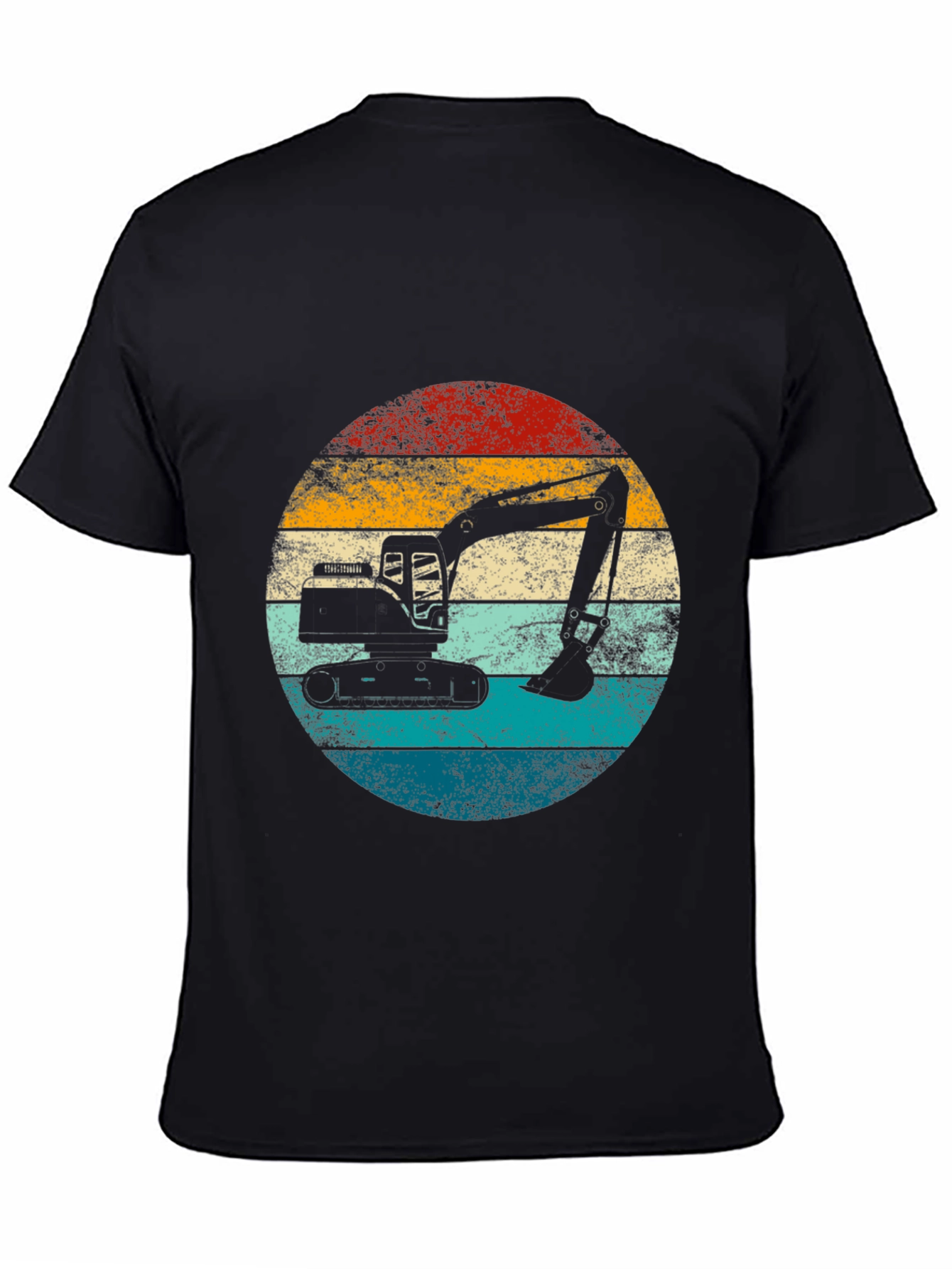 Excavator Retro Sunset Graphic Tee