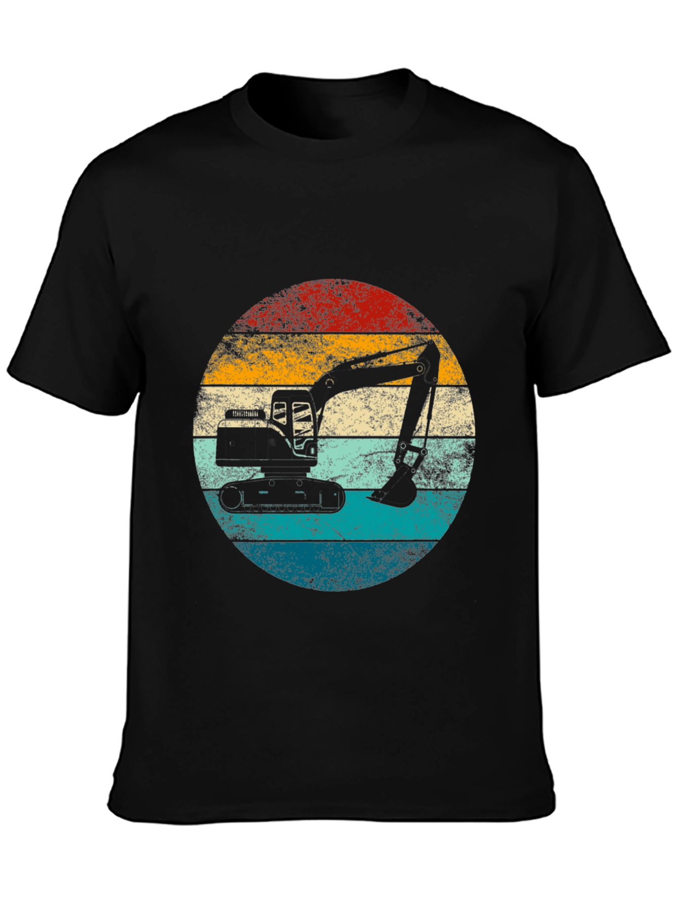 Excavator Retro Sunset Graphic Tee