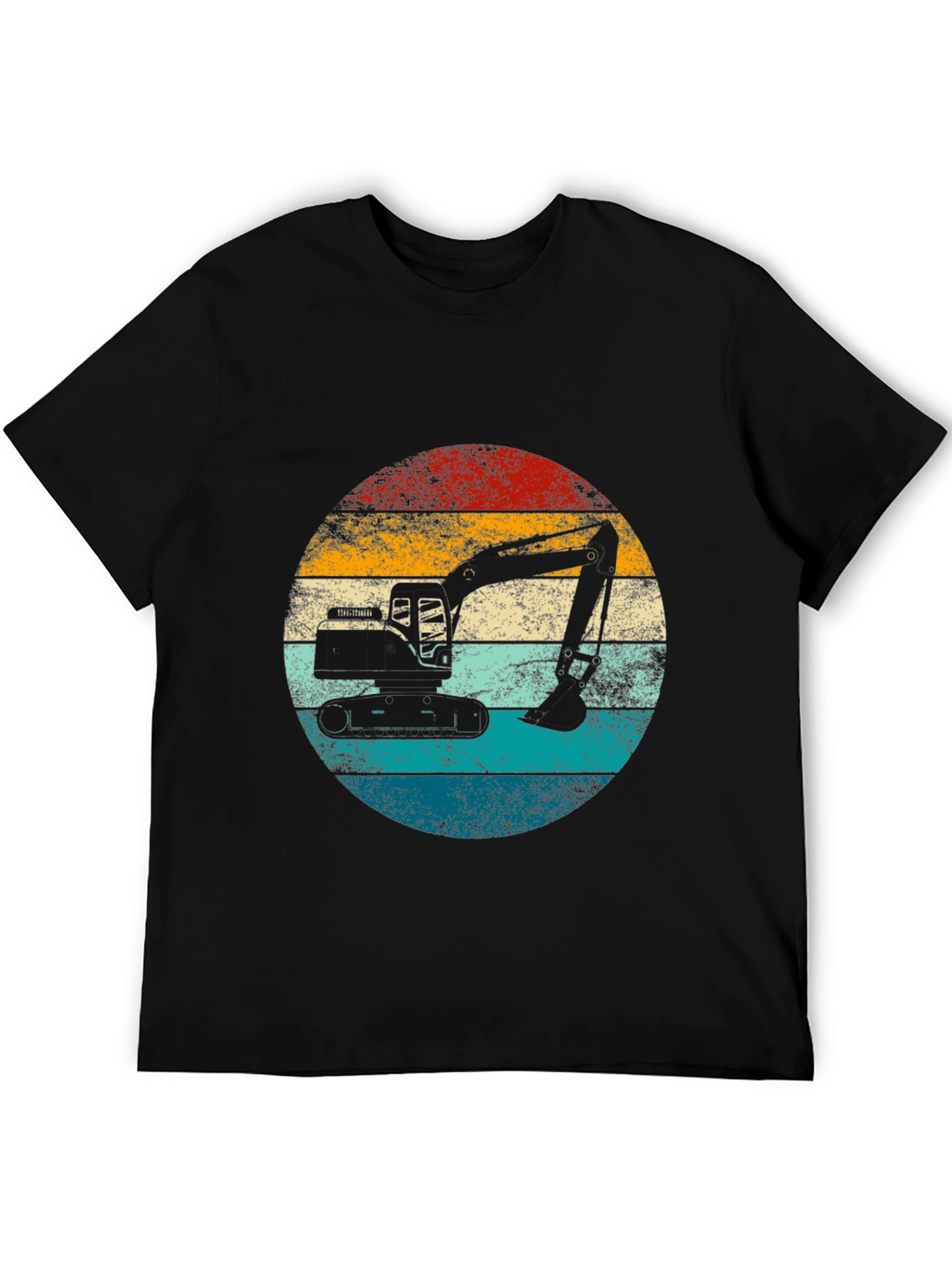 Excavator Retro Sunset Graphic Tee