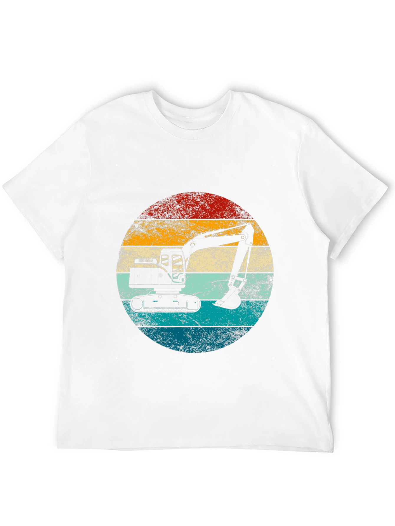 Excavator Retro Sunset Graphic Tee