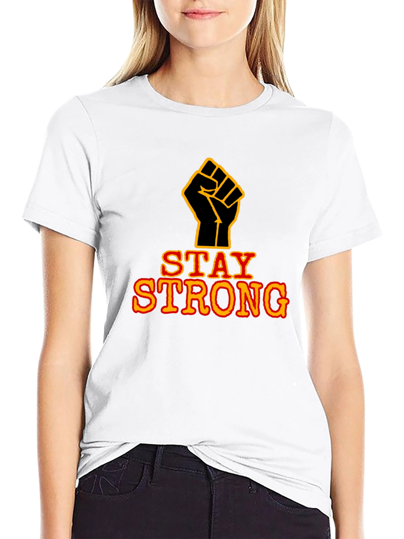 Stay Strong Fist Graphic Black T-Shirt