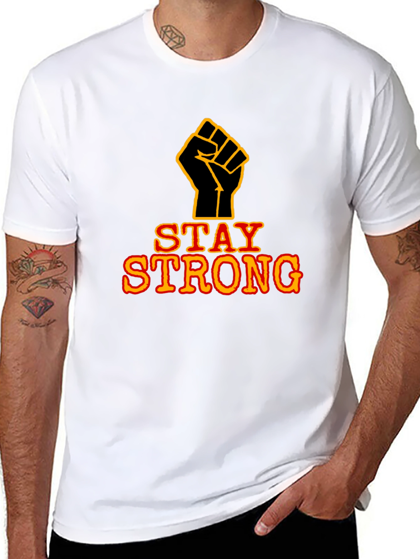 Stay Strong Fist Graphic Black T-Shirt