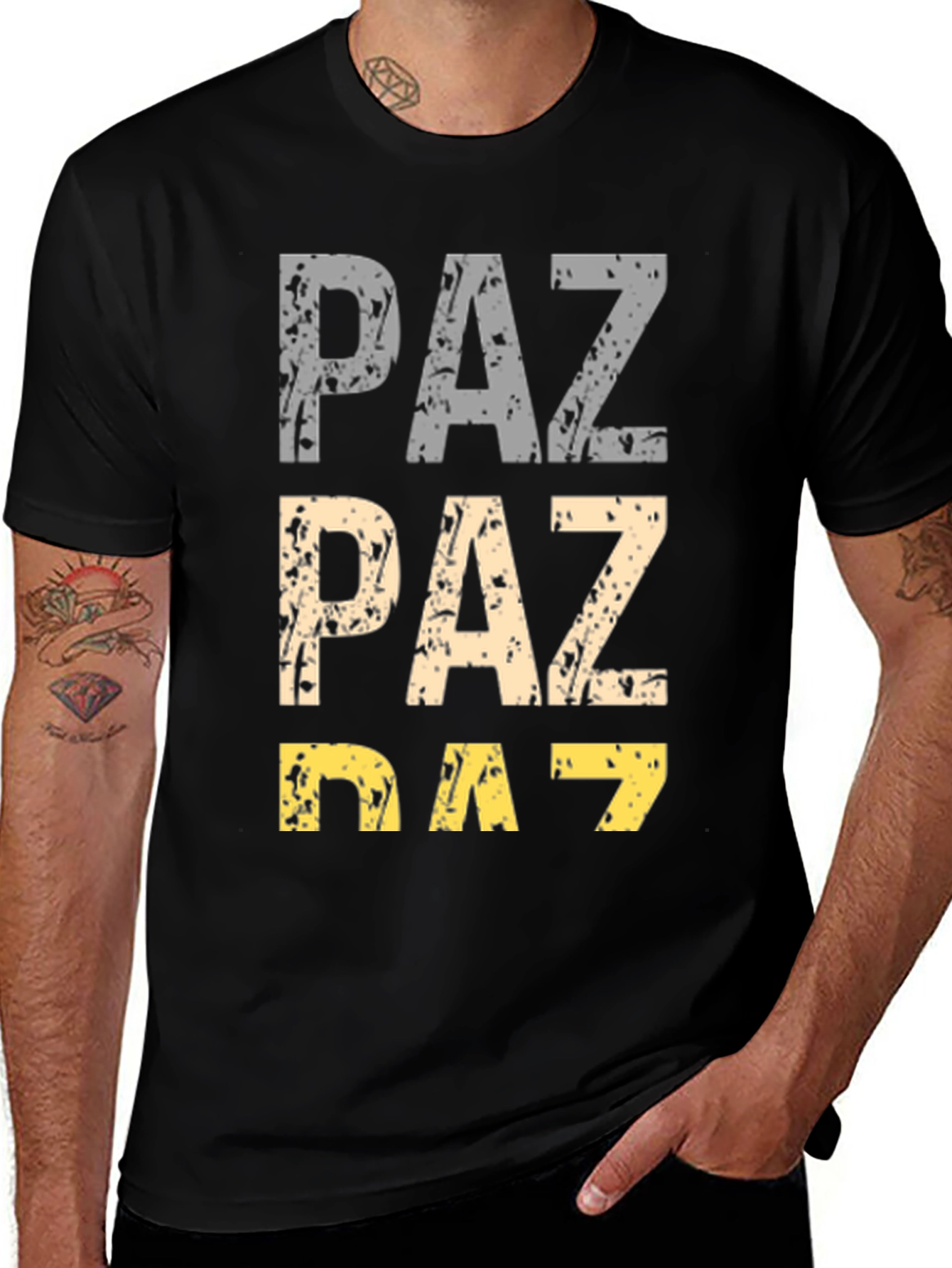 PAZ Graphic Print Mens Black T-Shirt