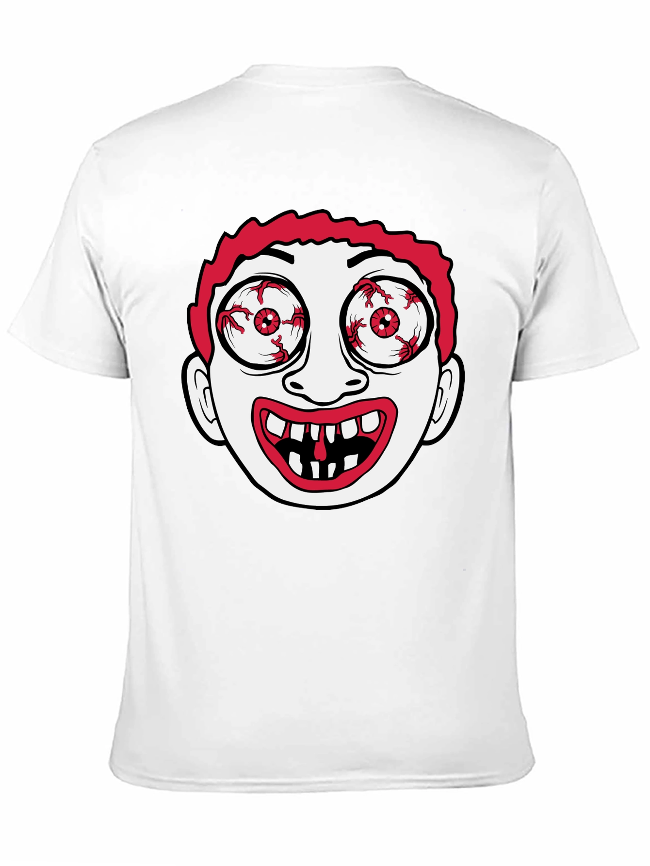 Creepy Cartoon Face Black T-Shirt