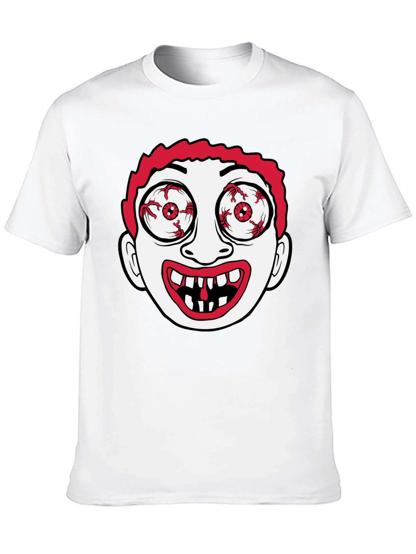 Creepy Cartoon Face Black T-Shirt