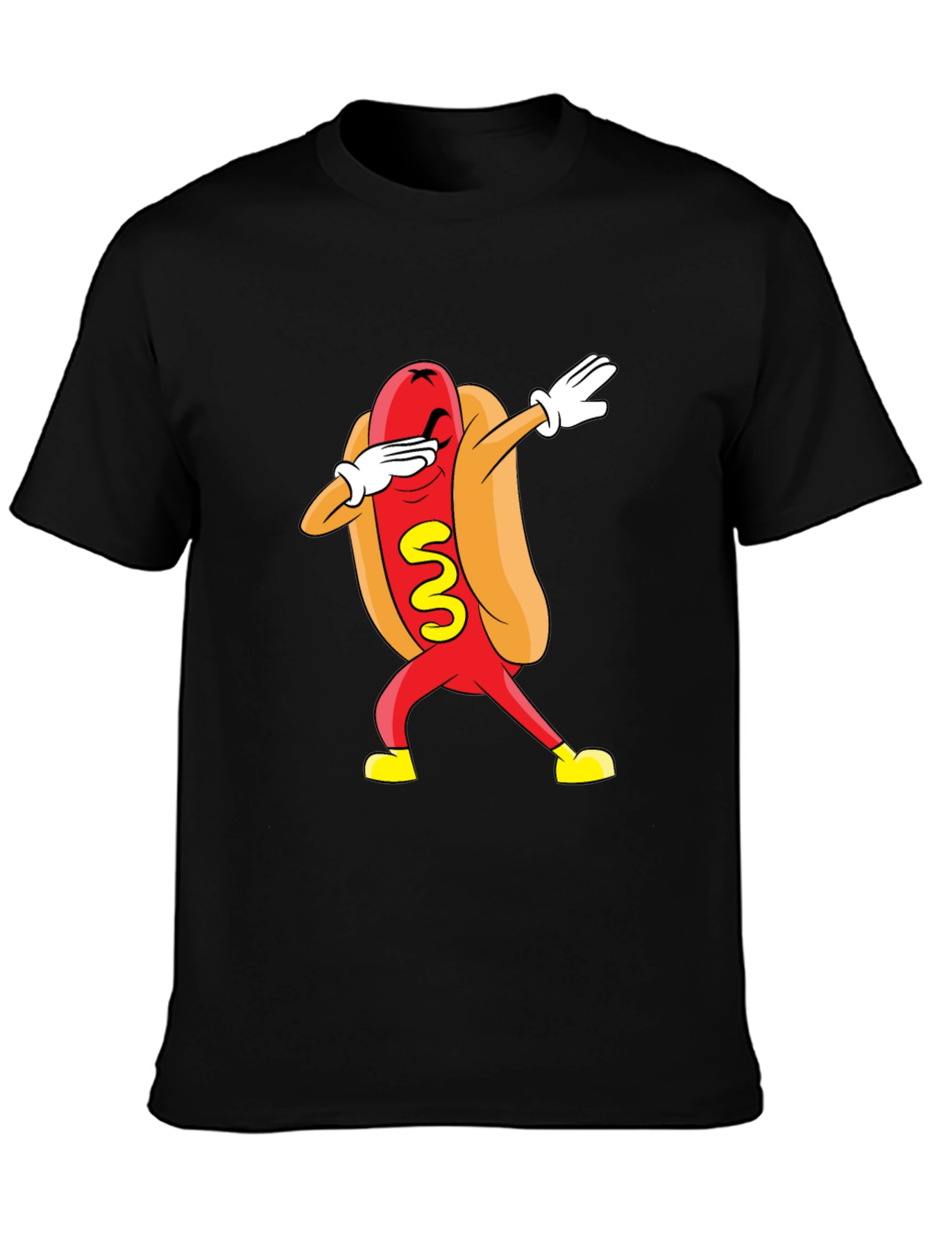 Funny Dabbing Hot Dog Graphic T-Shirt - Black