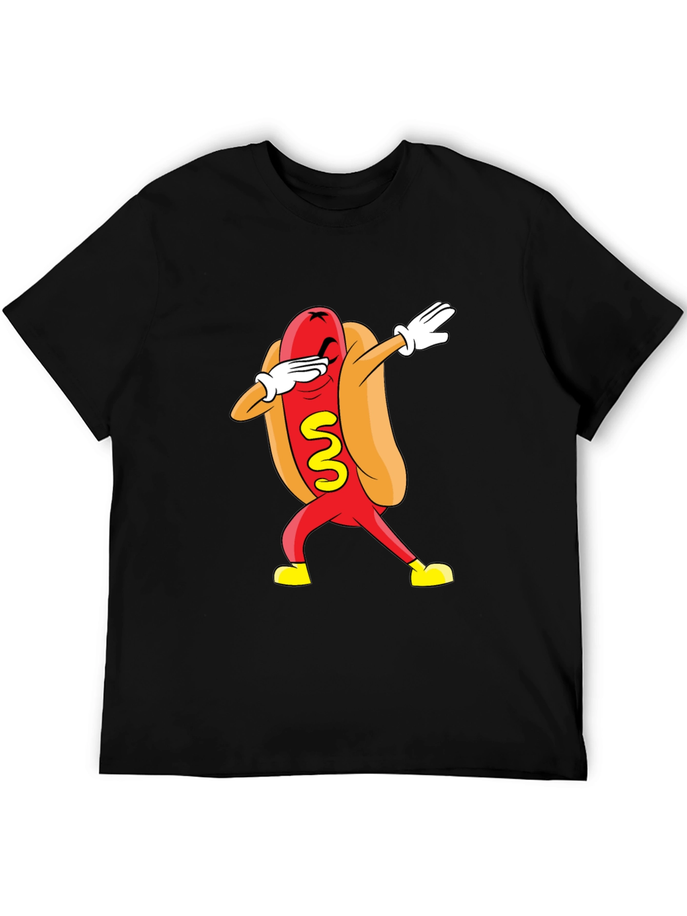 Funny Dabbing Hot Dog Graphic T-Shirt - Black