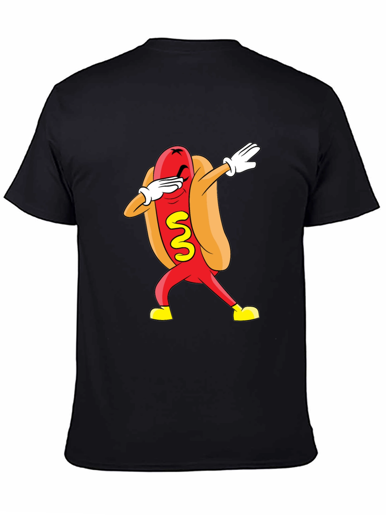 Funny Dabbing Hot Dog Graphic T-Shirt - Black