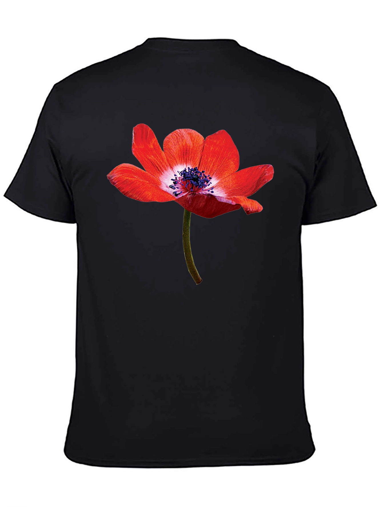 Floral Graphic Print Black Crew Neck T-Shirt