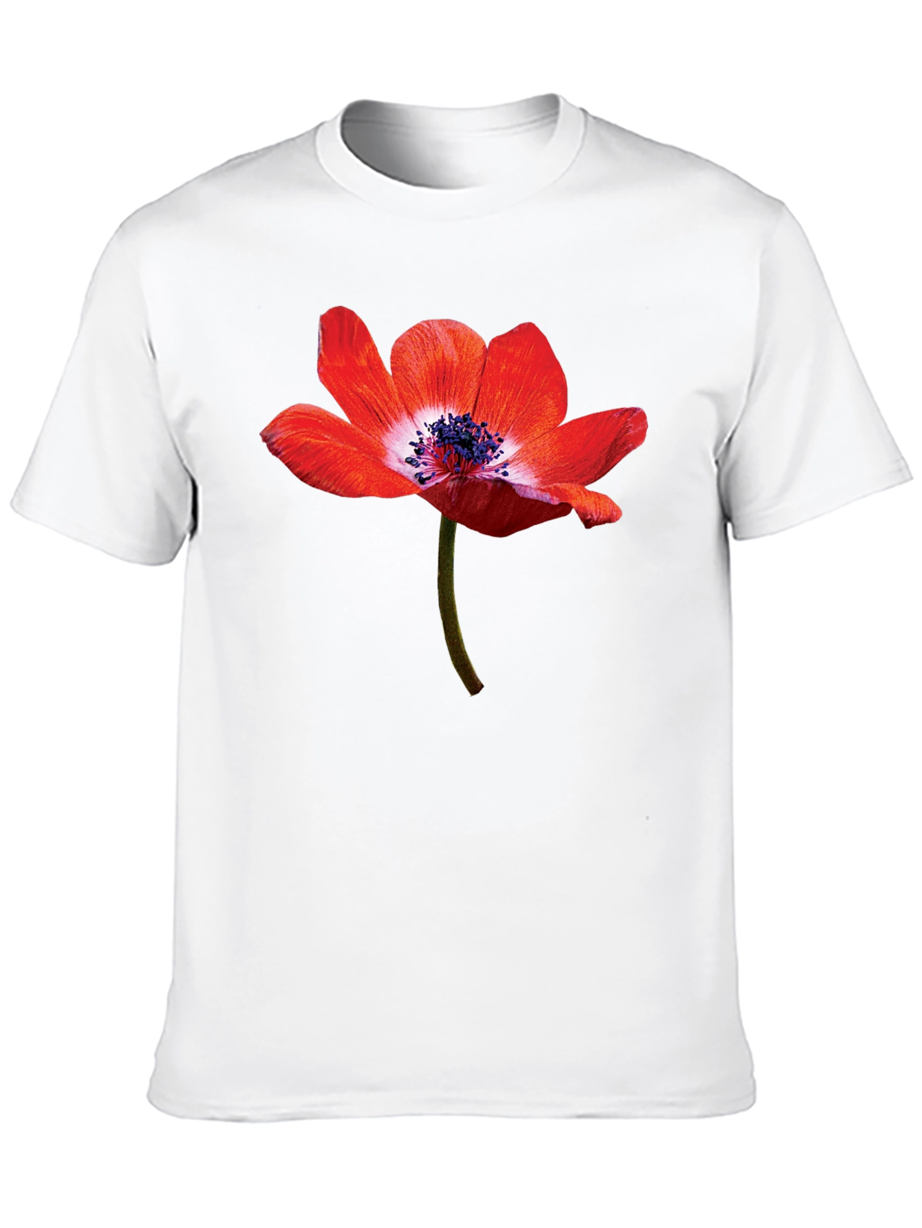 Floral Graphic Print Black Crew Neck T-Shirt