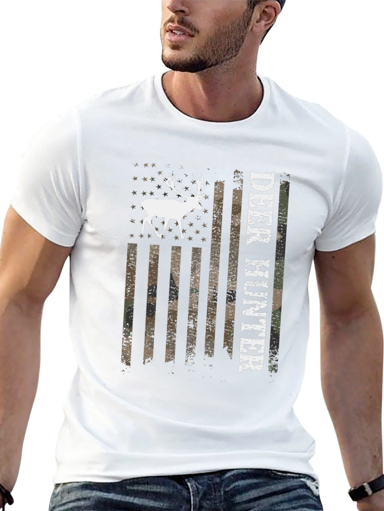 Deer Hunter USA Flag Graphic T-Shirt
