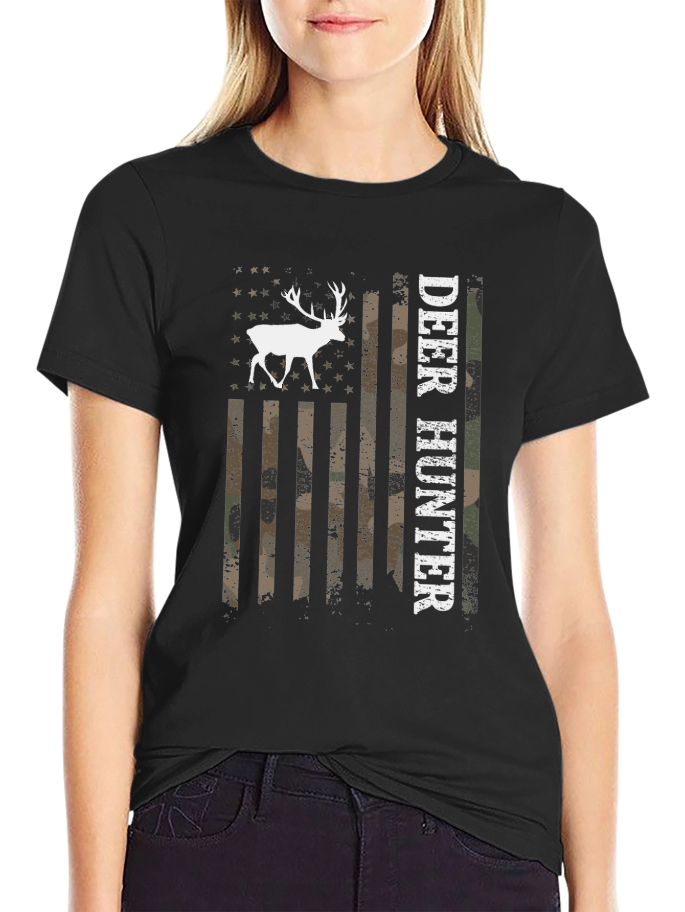Deer Hunter USA Flag Graphic T-Shirt