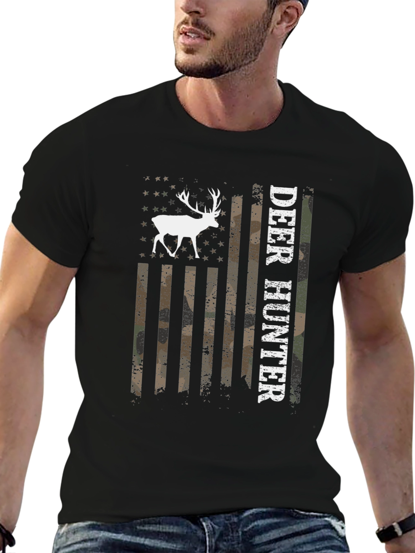 Deer Hunter USA Flag Graphic T-Shirt