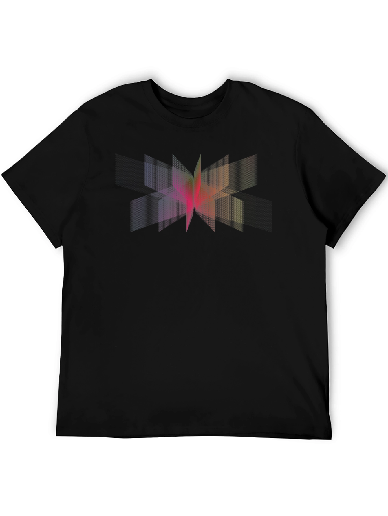 Abstract Geometric Prism Graphic Tee - Black