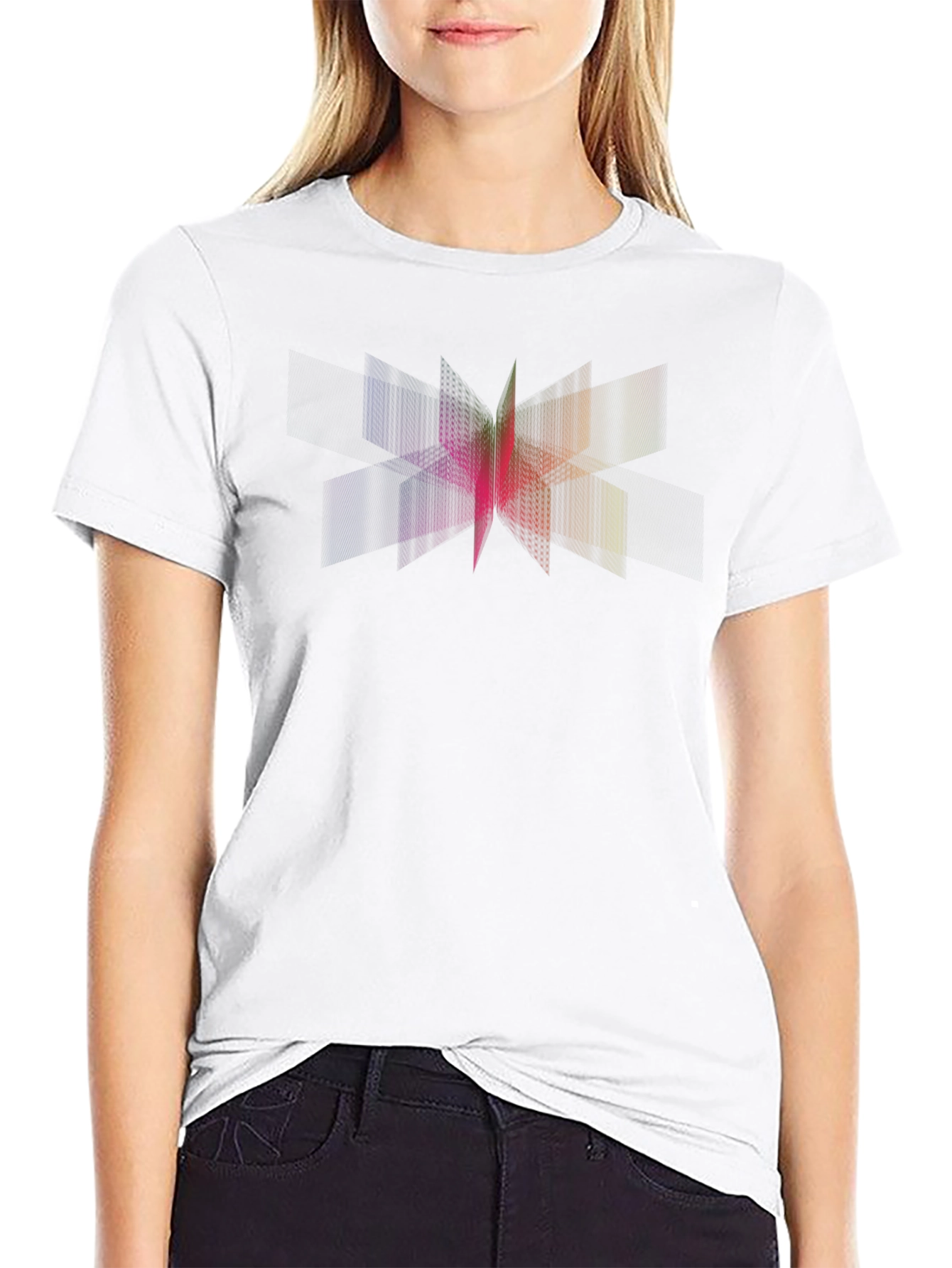 Abstract Geometric Prism Graphic Tee - Black