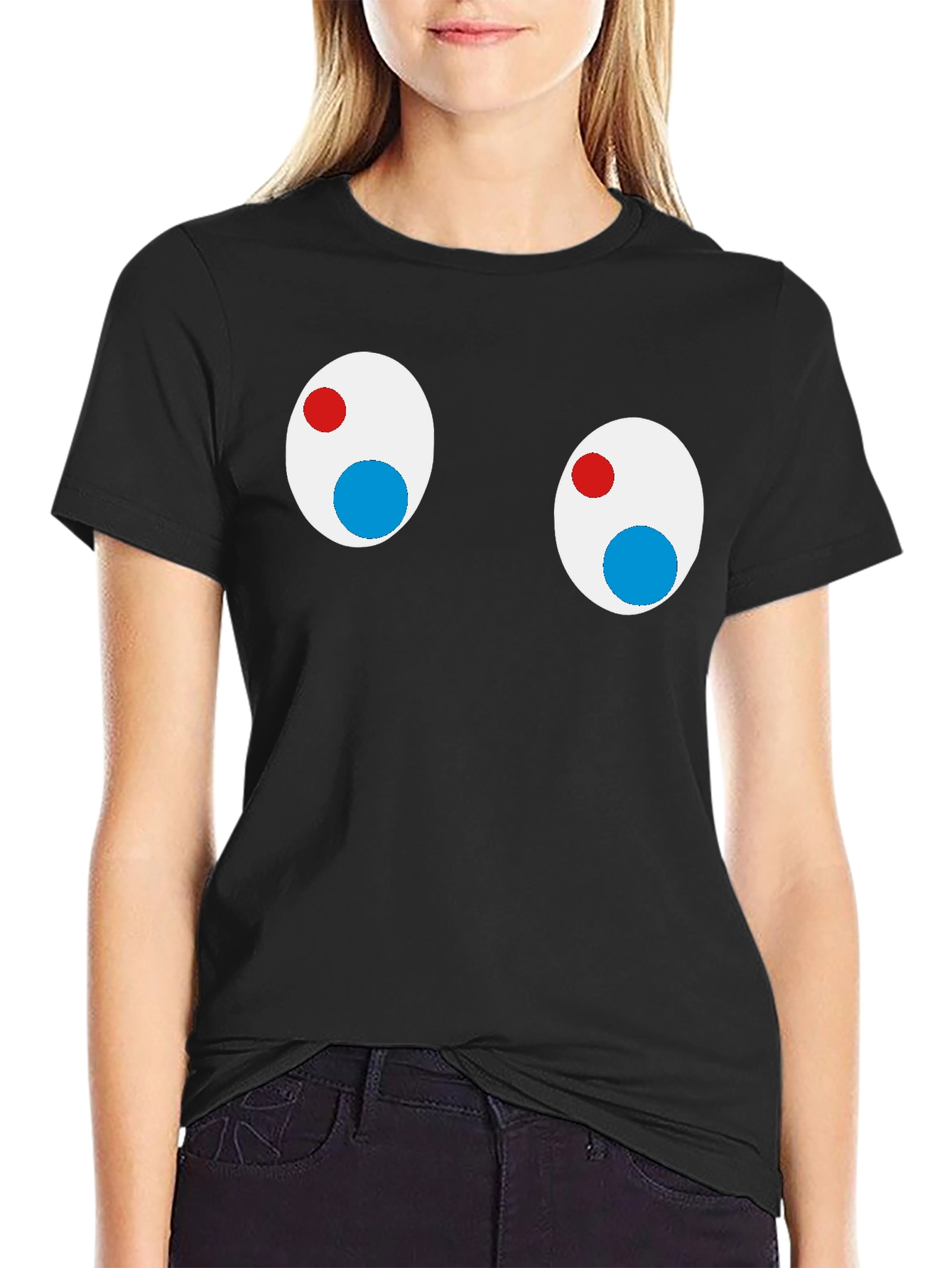 Funny Googly Eyes Black T-Shirt