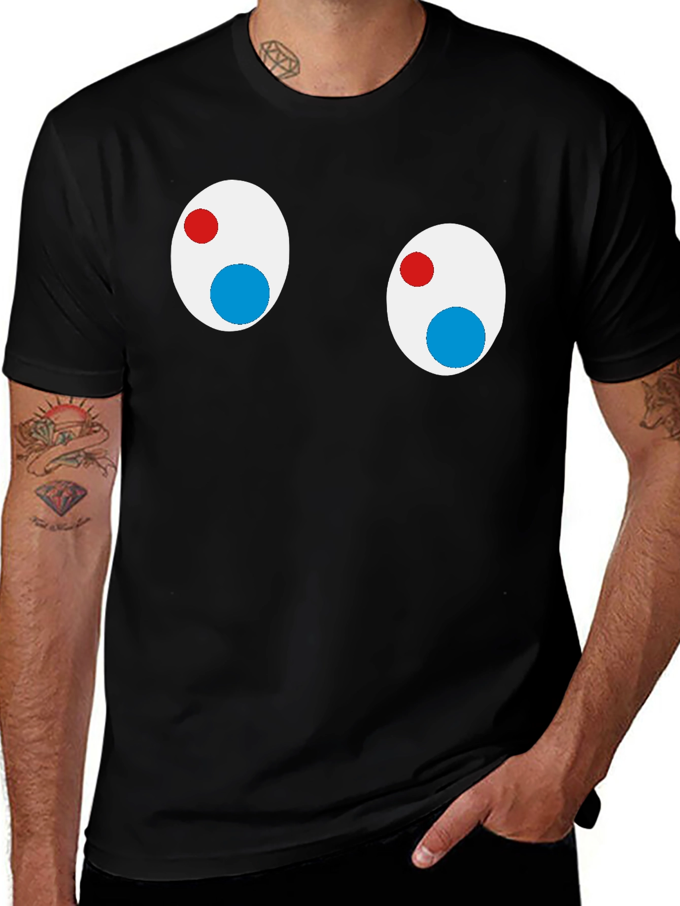 Funny Googly Eyes Black T-Shirt