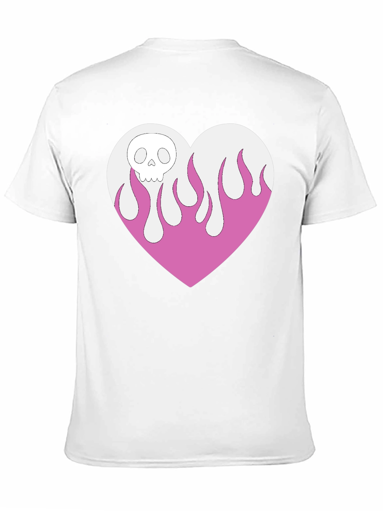 Skull Heart Flames Graphic Tee - Black Cotton