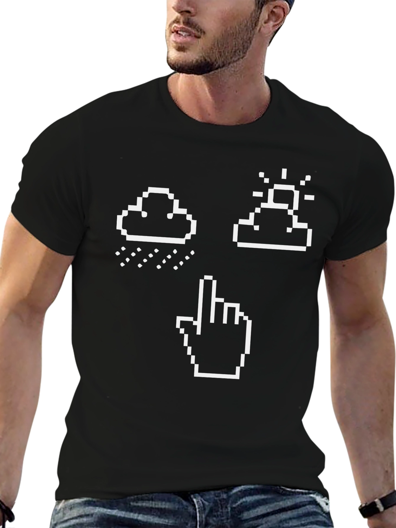 Pixel Weather & Hand Pointer Black T-Shirt
