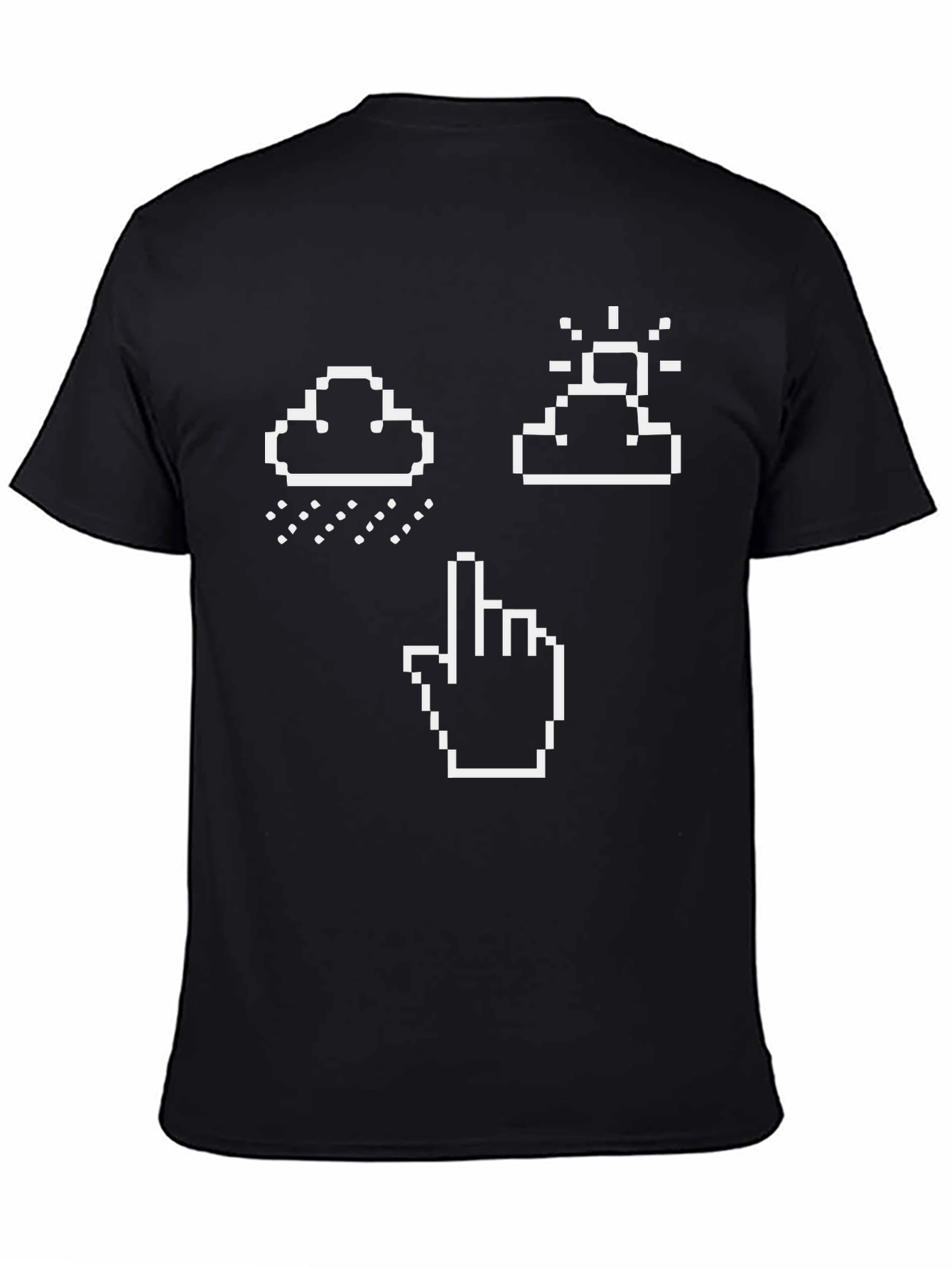 Pixel Weather & Hand Pointer Black T-Shirt