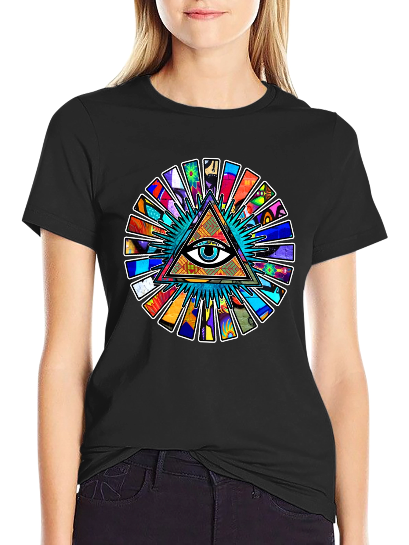 Illuminati Eye Pyramid Graphic Tee - Black