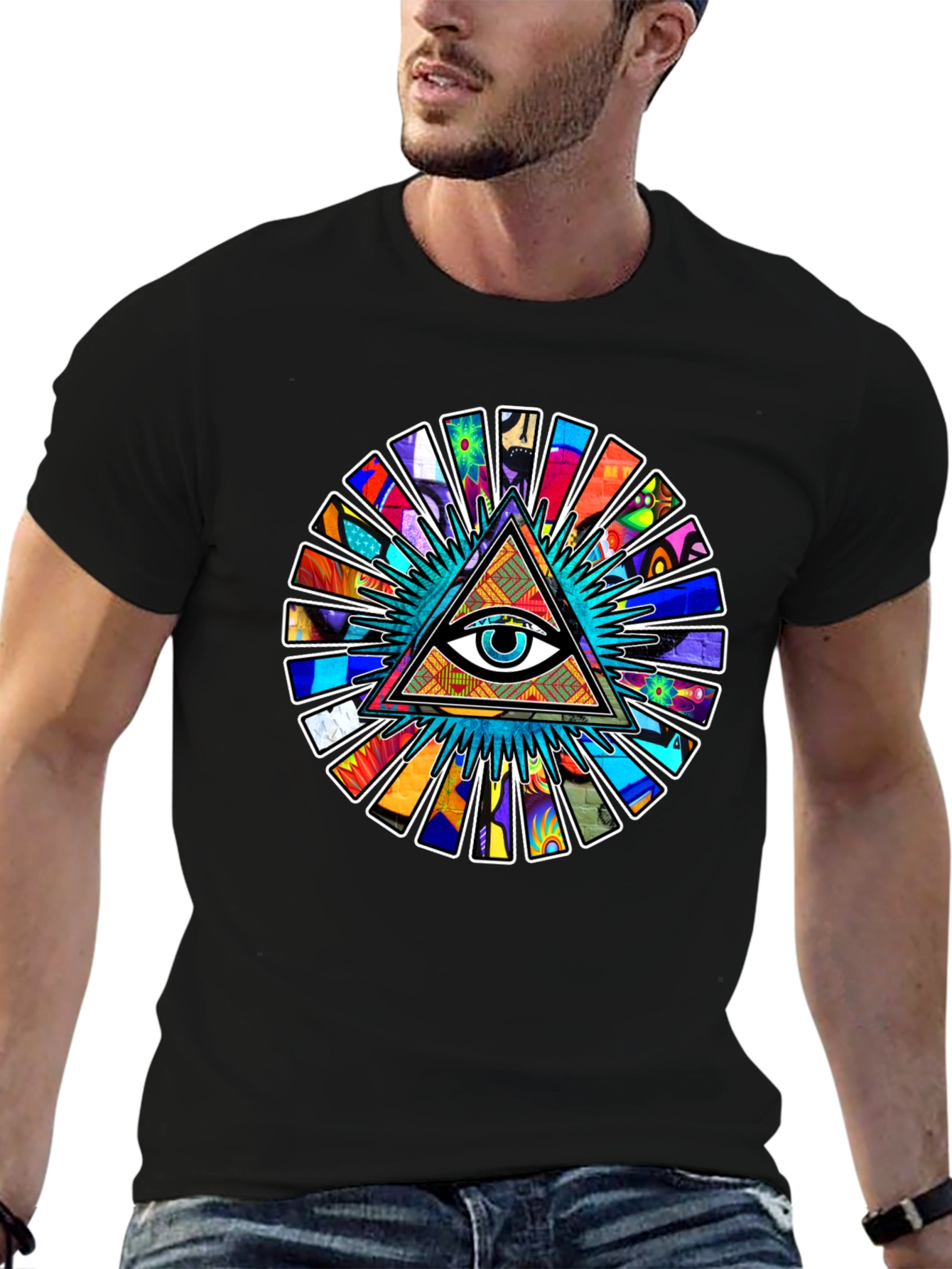 Illuminati Eye Pyramid Graphic Tee - Black