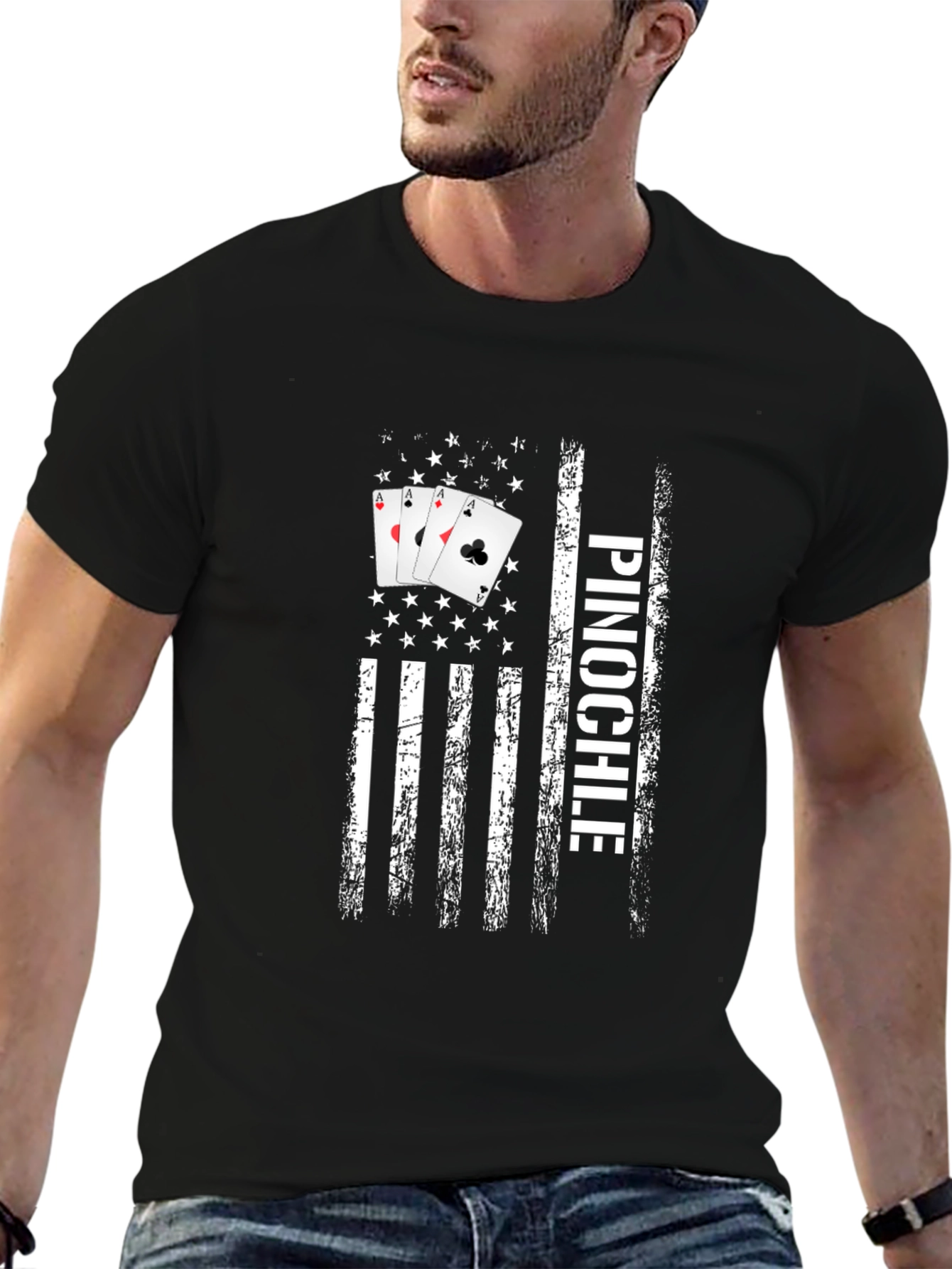 Pinochle USA Flag Graphic T-Shirt