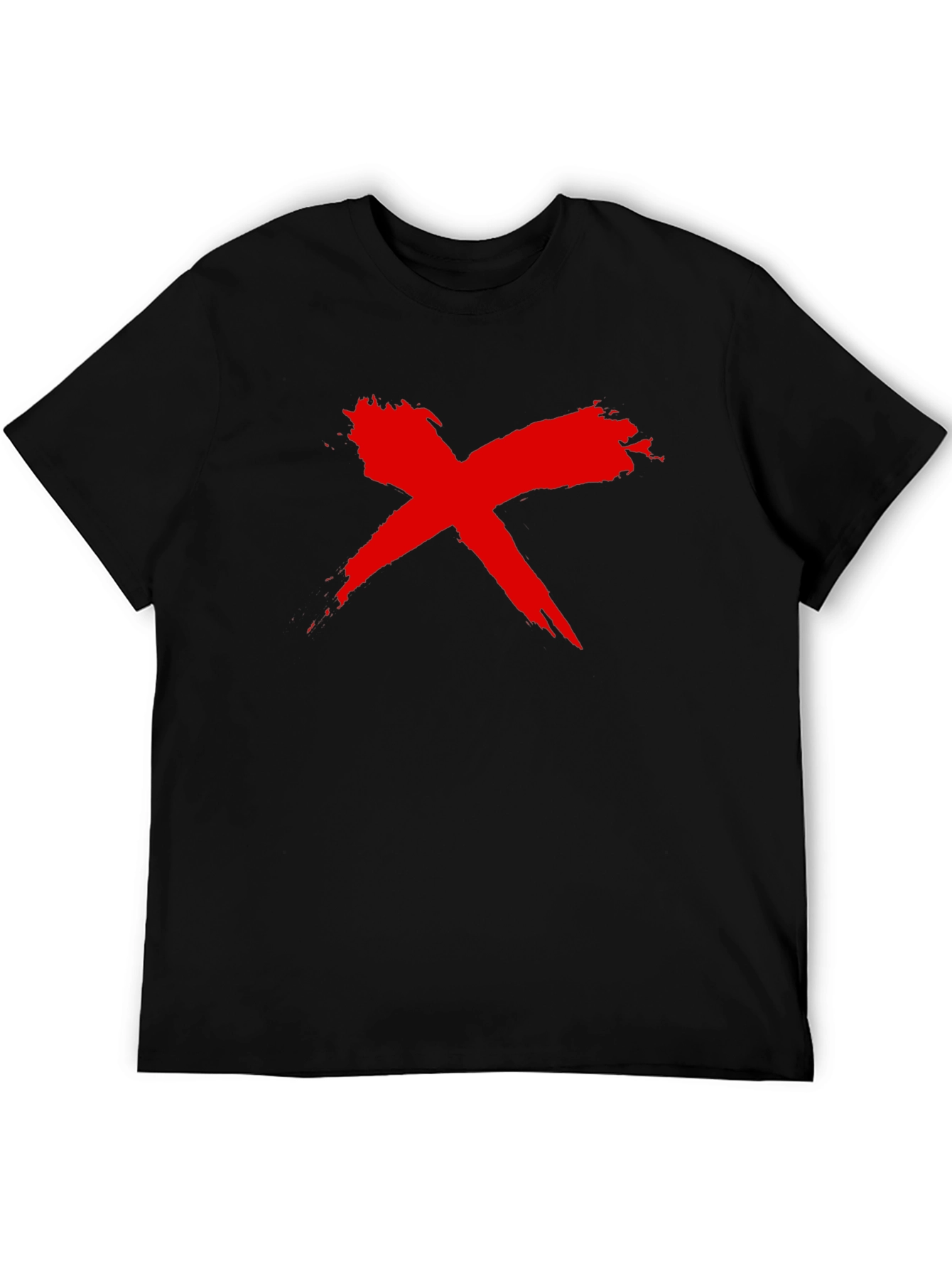 Bold Red X Graphic Black T-Shirt
