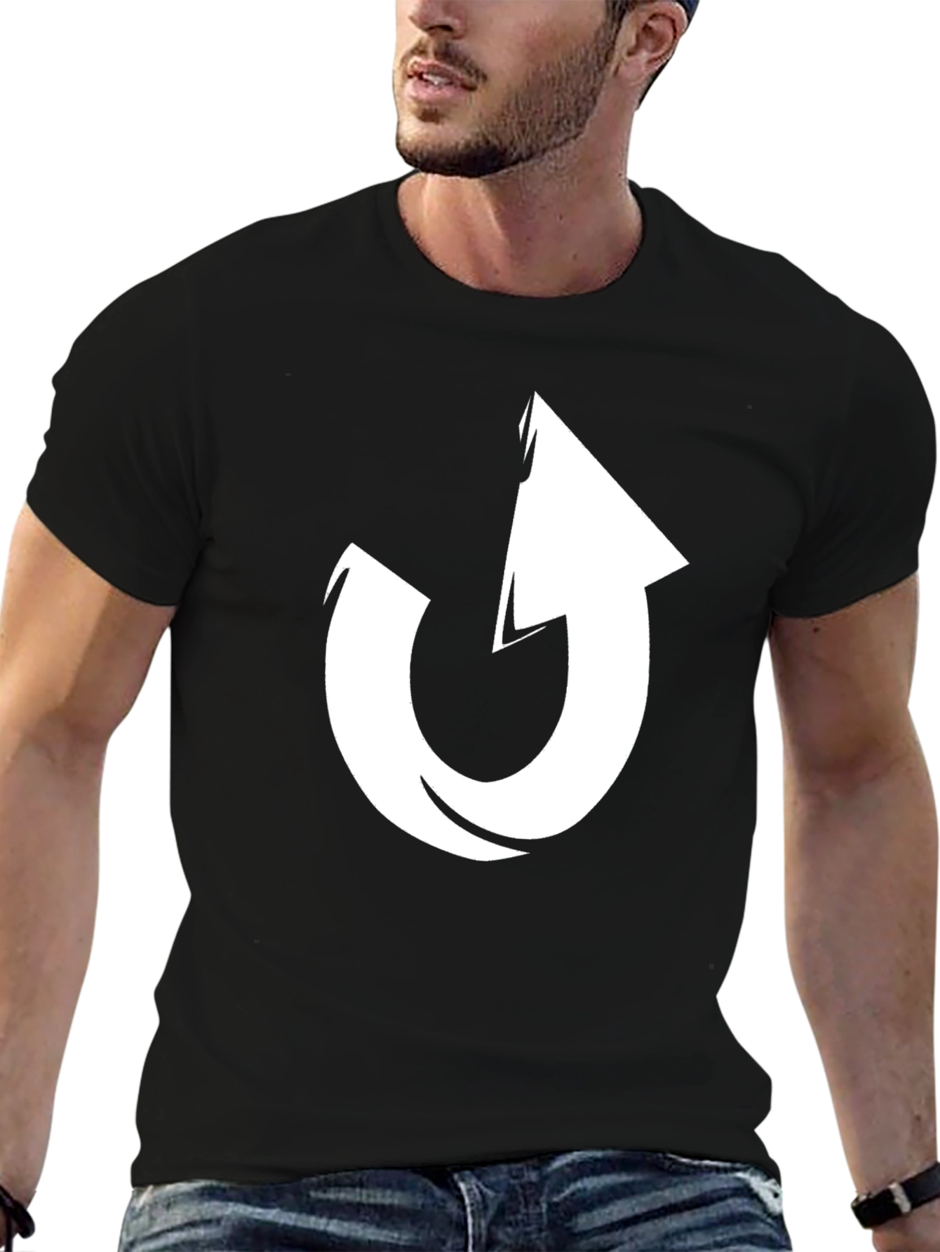 Mens Black T-Shirt with White Arrow Design