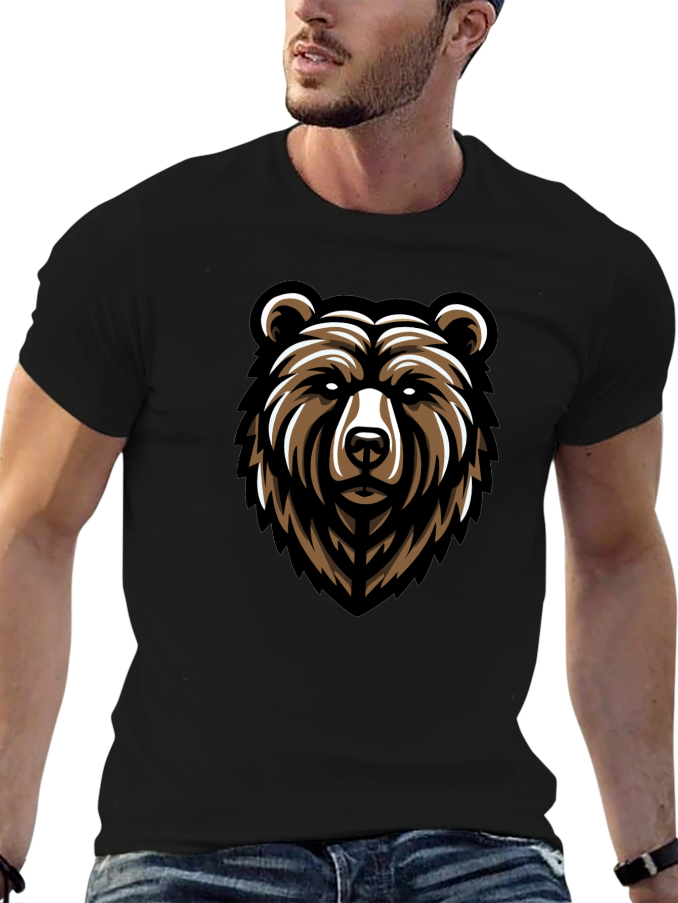Bear Graphic Black T-Shirt - Mens Fashion Tee