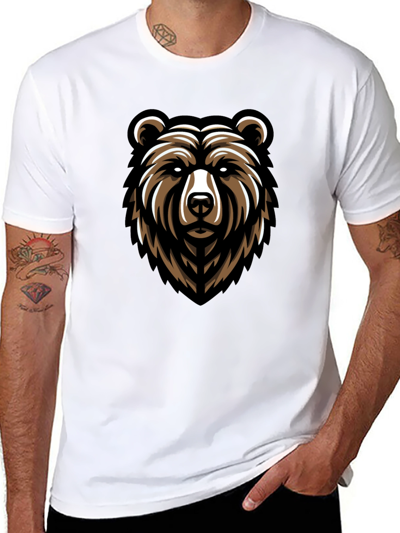 Bear Graphic Black T-Shirt - Mens Fashion Tee