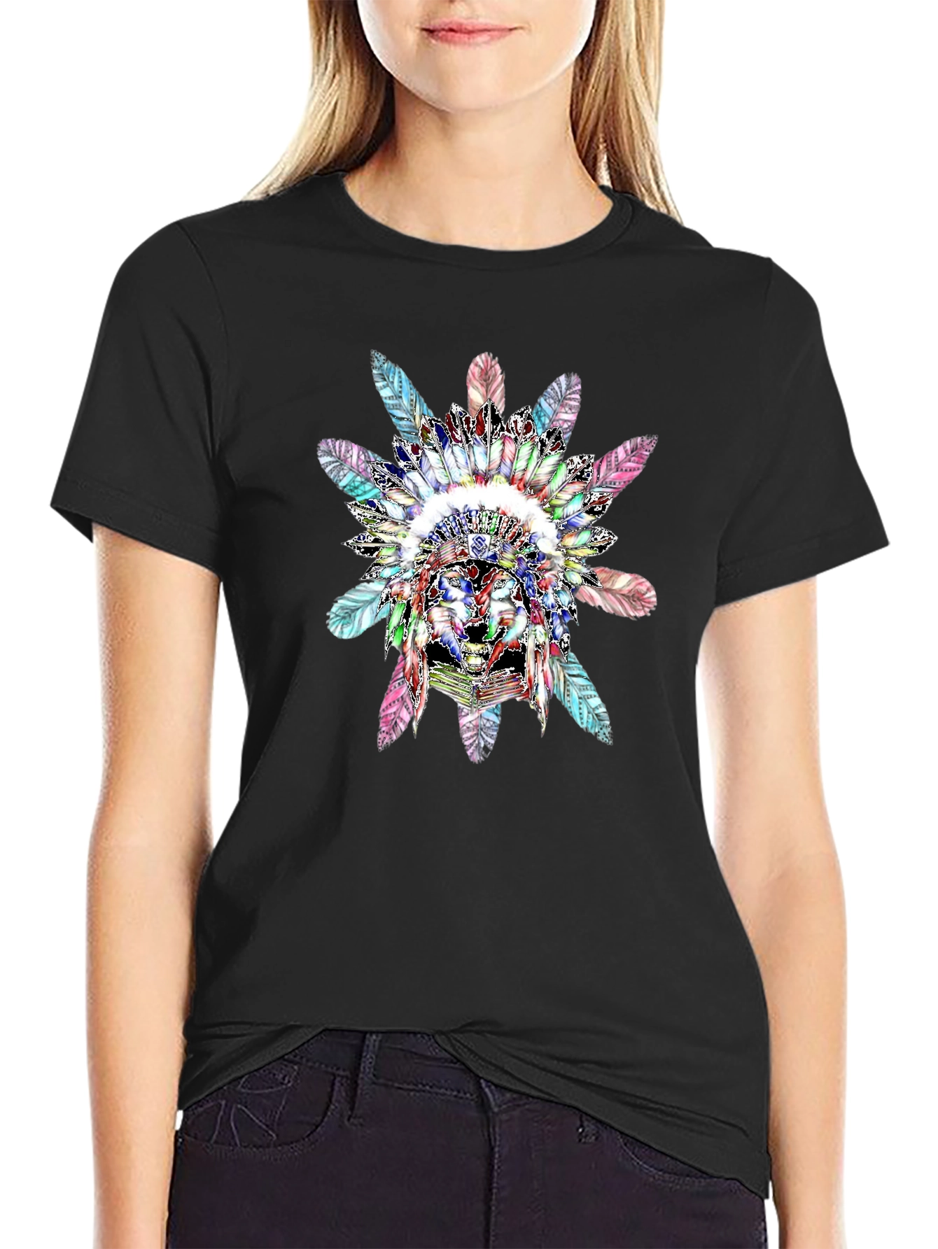 Native American Chief Headdress Graphic T-Shirt