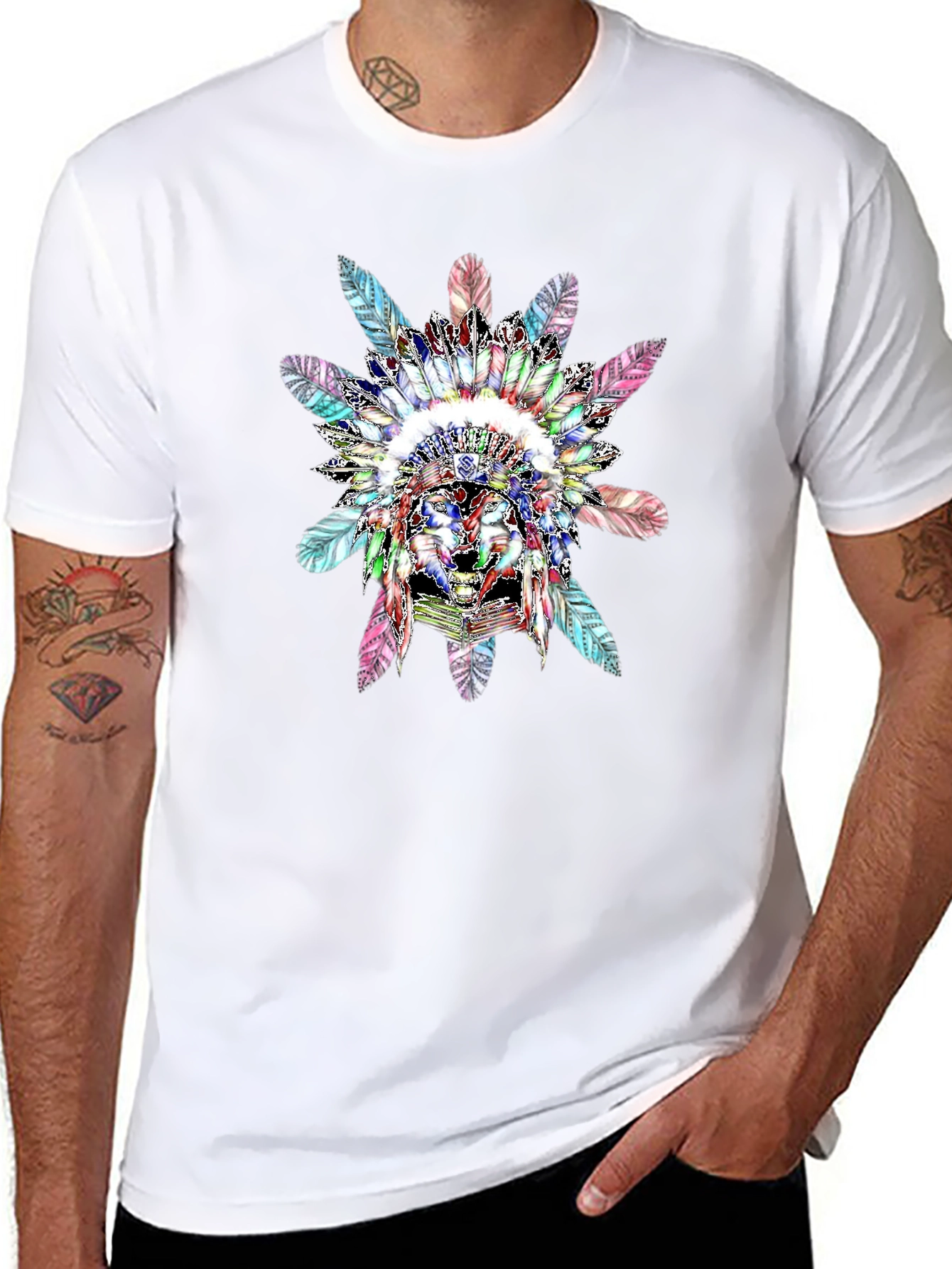 Native American Chief Headdress Graphic T-Shirt