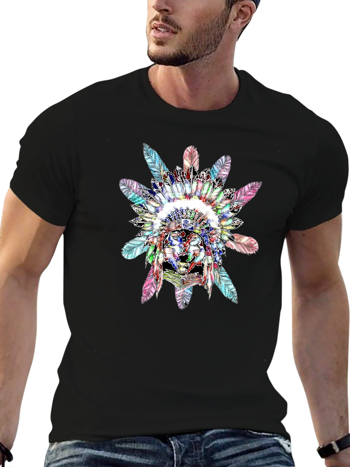 Native American Chief Headdress Graphic T-Shirt