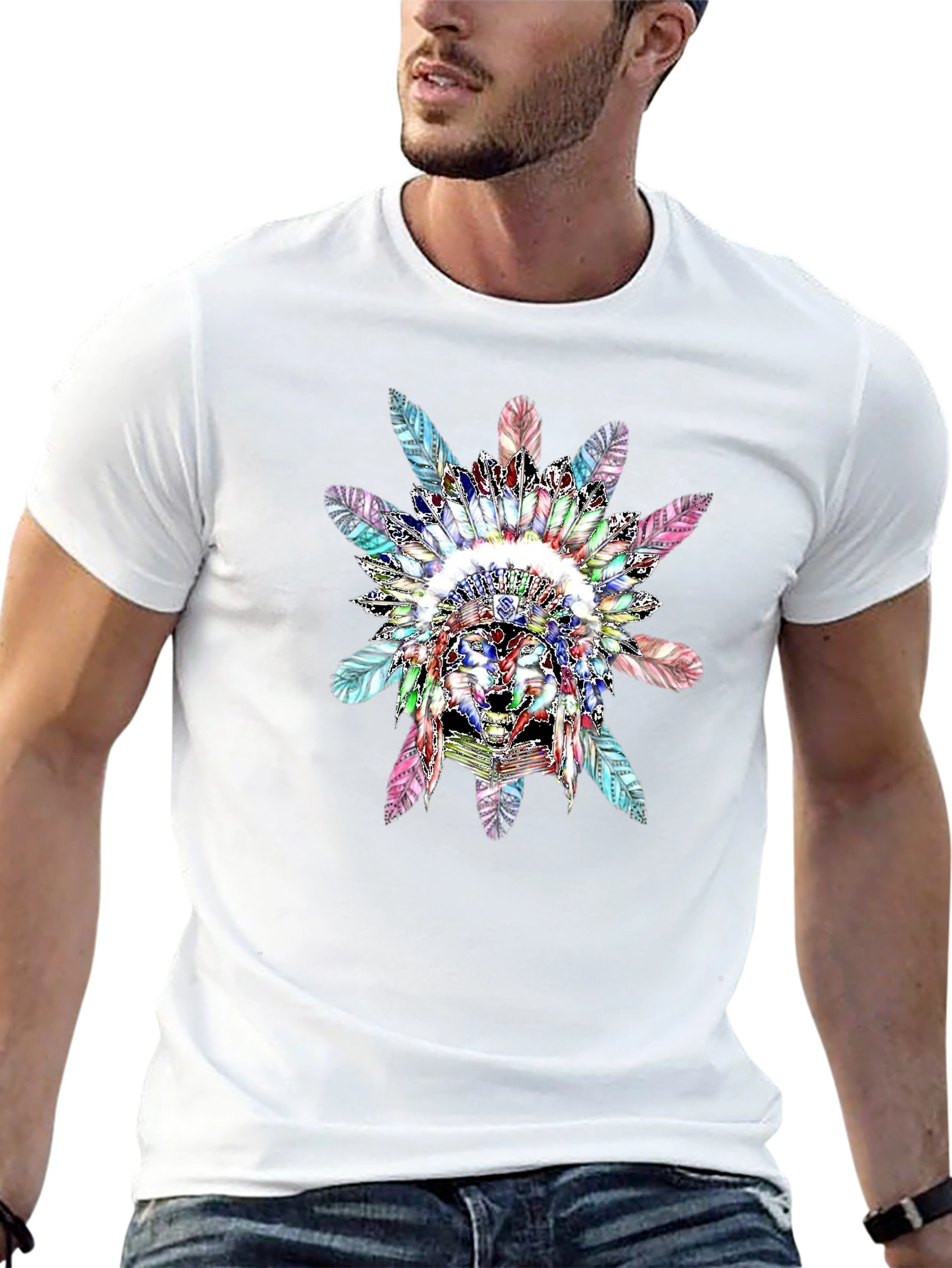 Native American Chief Headdress Graphic T-Shirt