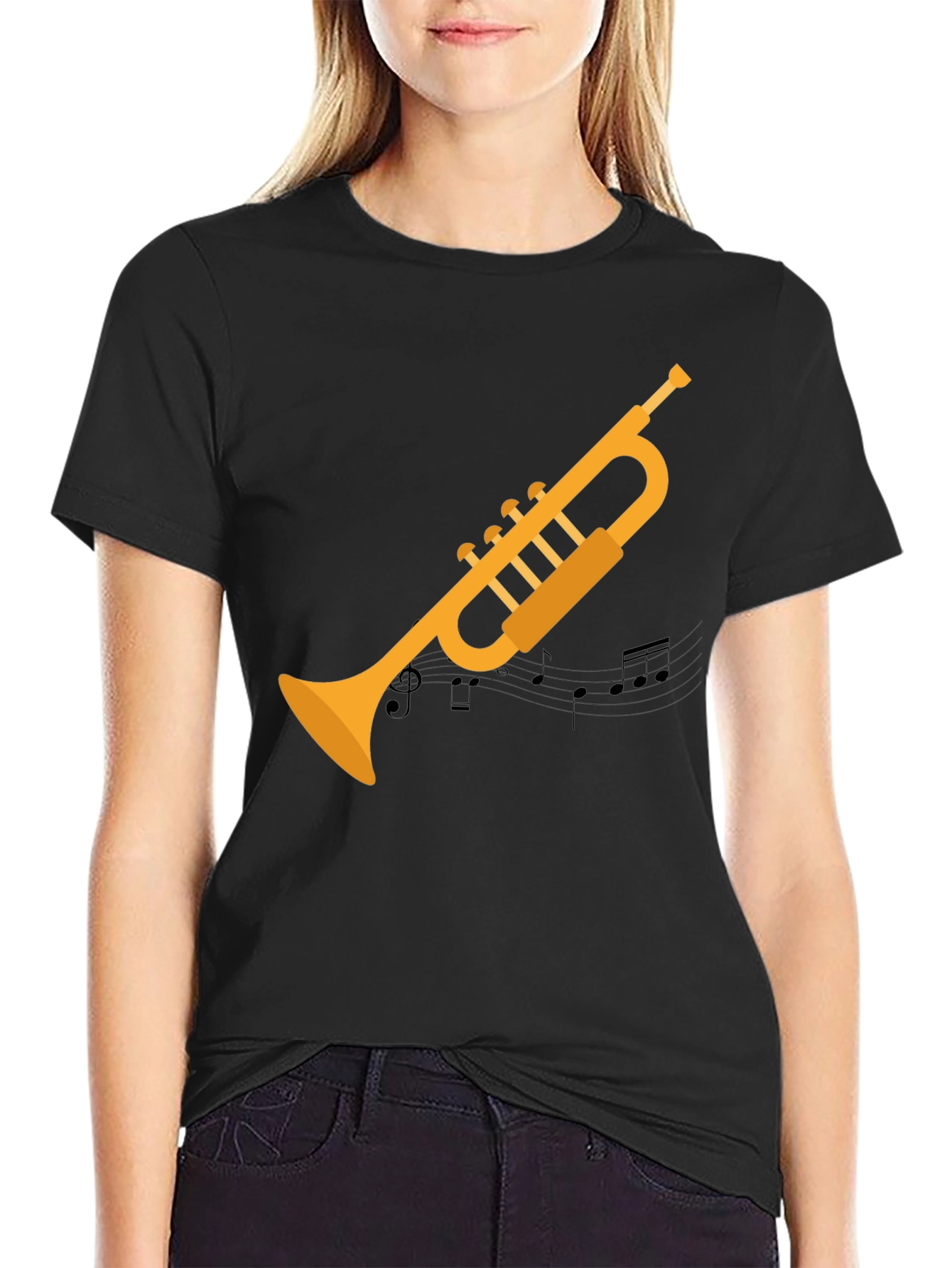 Trumpet Graphic Tee - Musicians Black T-Shirt