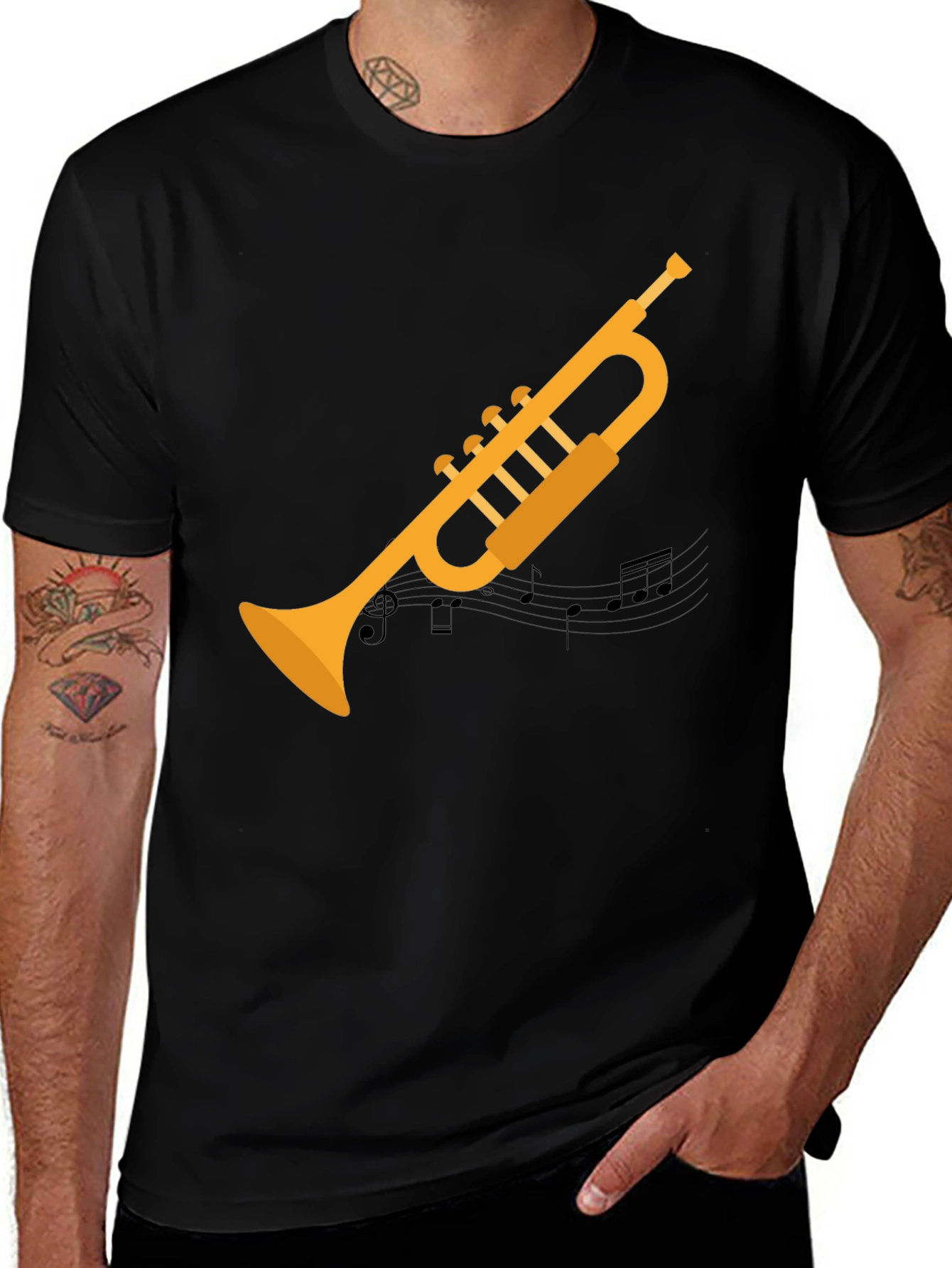 Trumpet Graphic Tee - Musicians Black T-Shirt