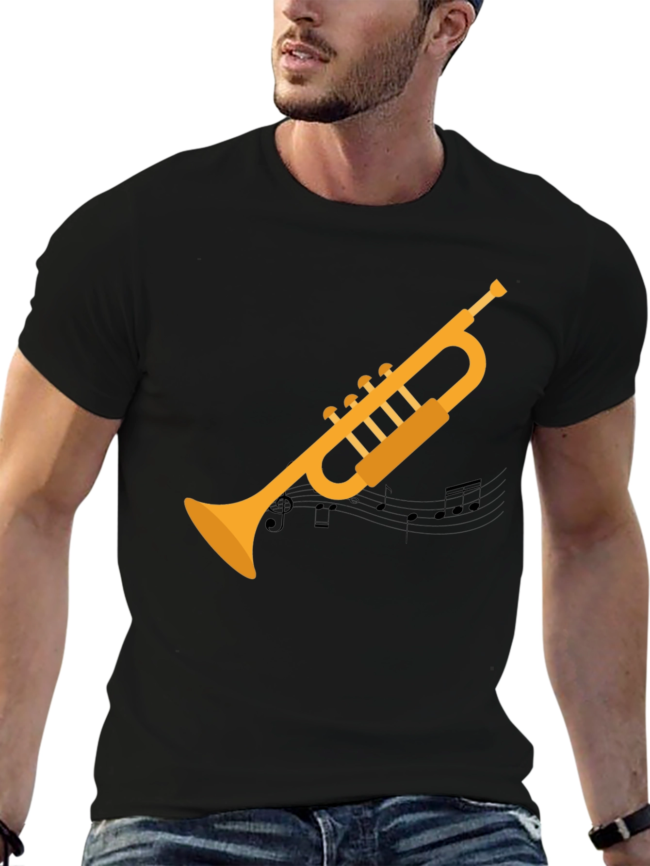 Trumpet Graphic Tee - Musicians Black T-Shirt