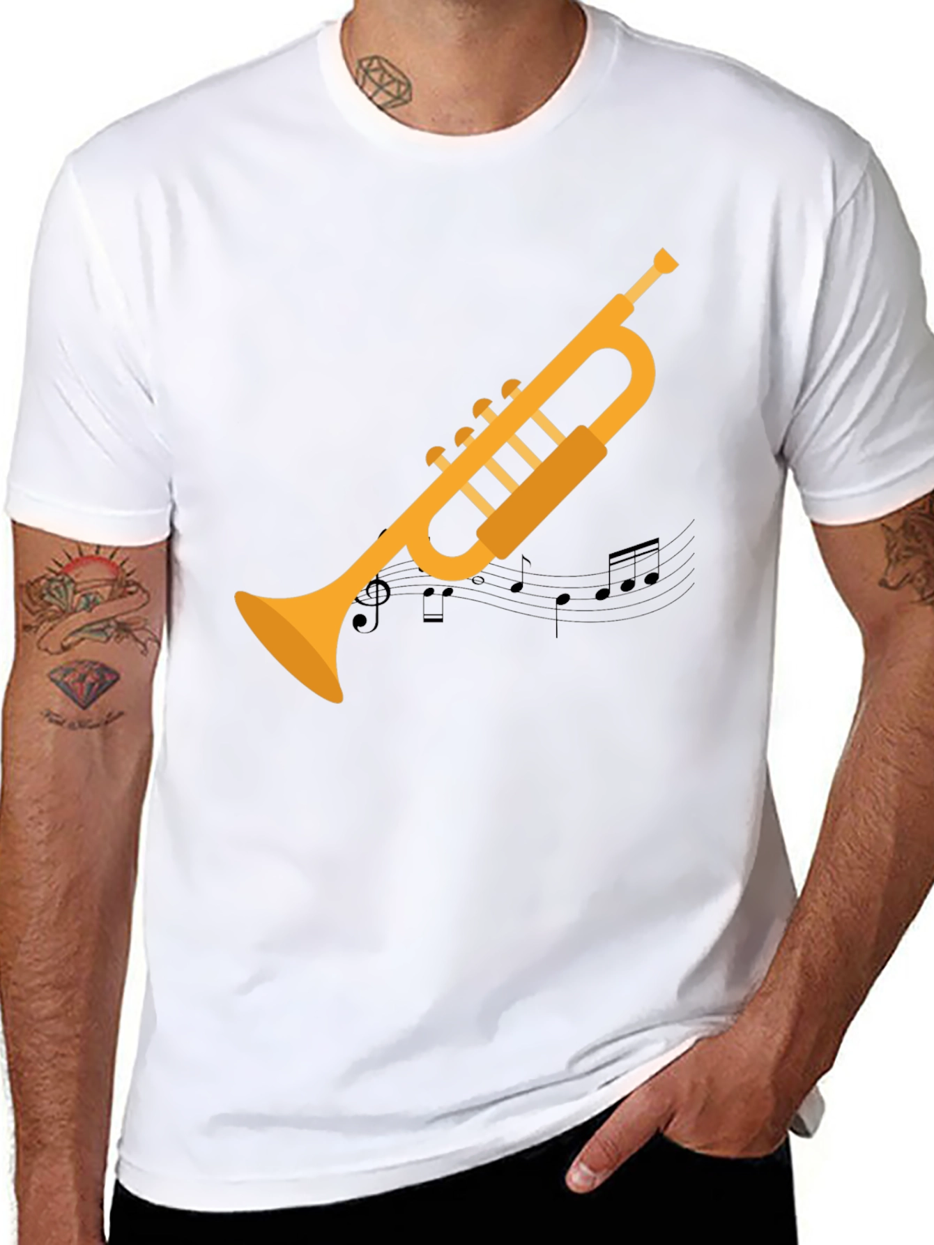 Trumpet Graphic Tee - Musicians Black T-Shirt