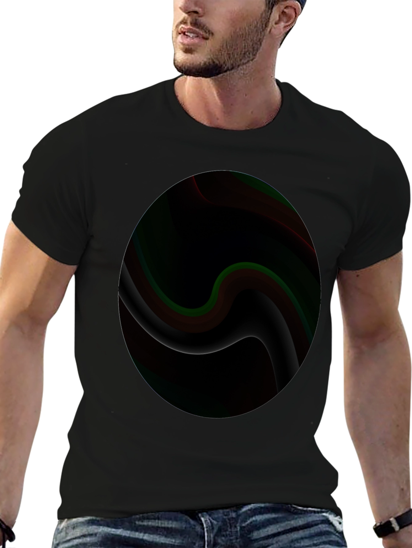 Abstract Swirl Graphic Black T-Shirt
