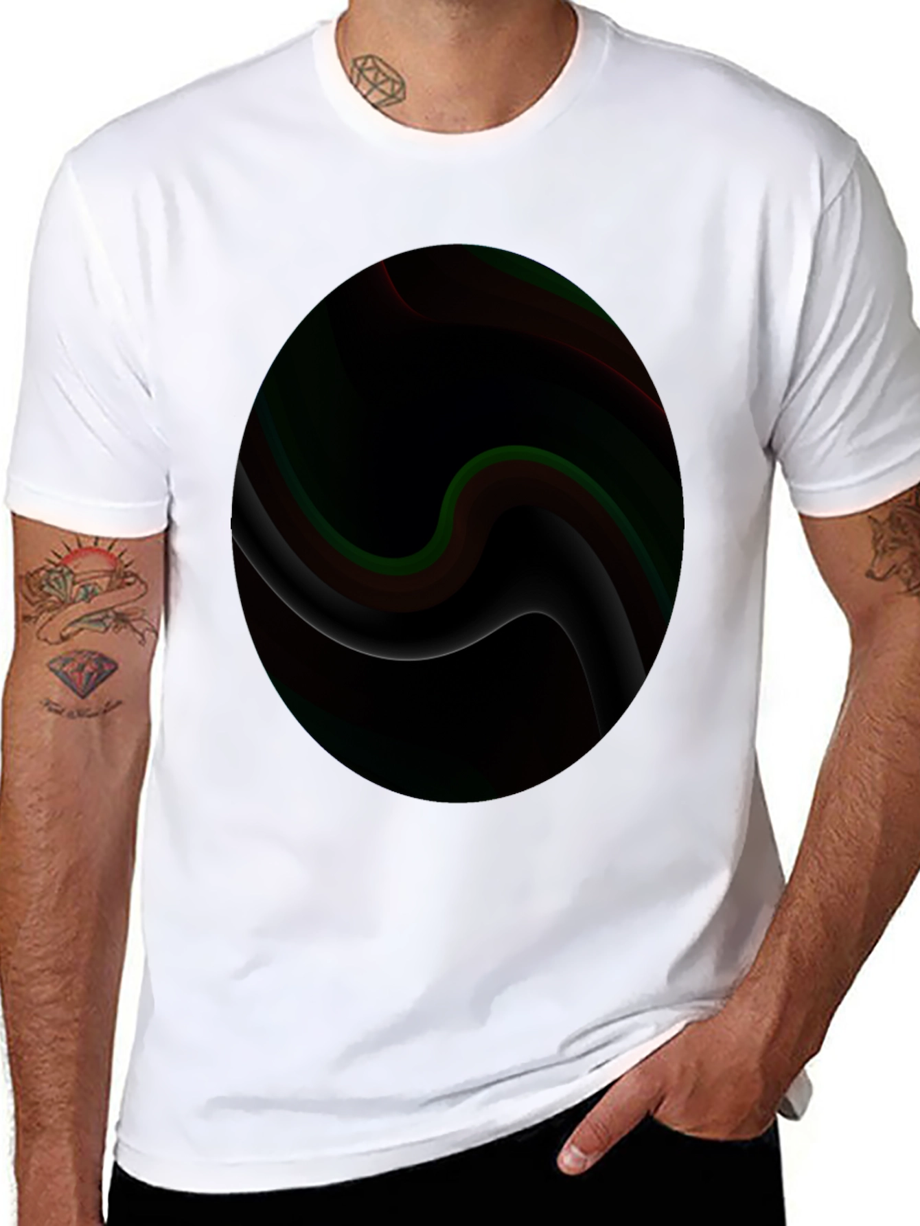 Abstract Swirl Graphic Black T-Shirt
