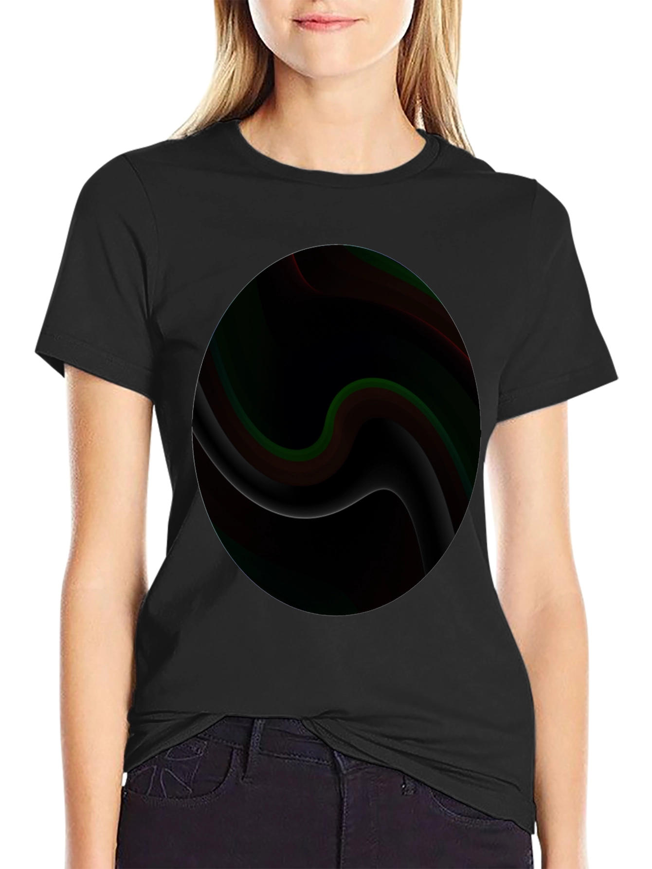 Abstract Swirl Graphic Black T-Shirt