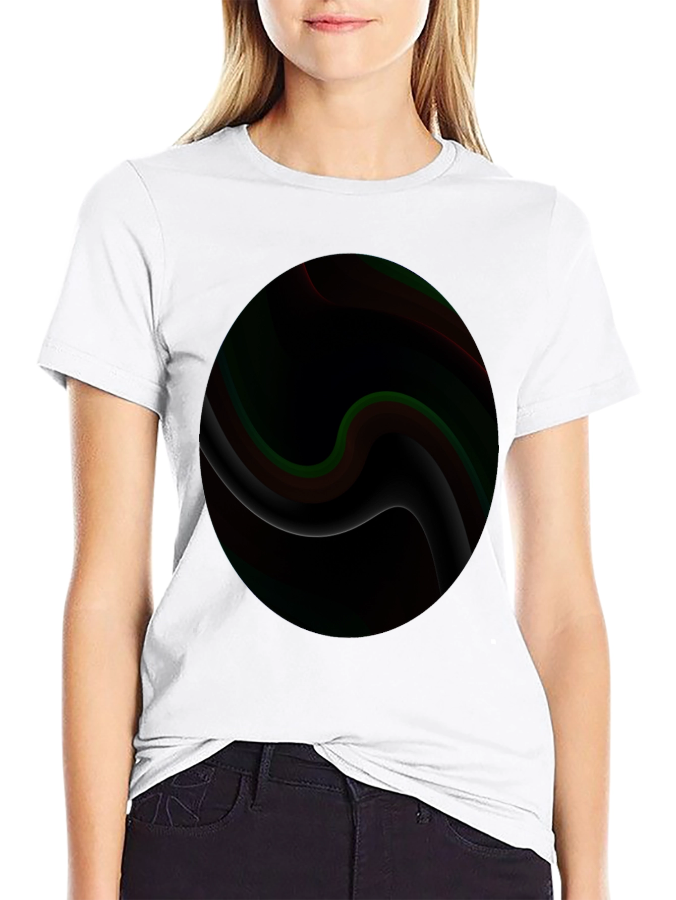 Abstract Swirl Graphic Black T-Shirt