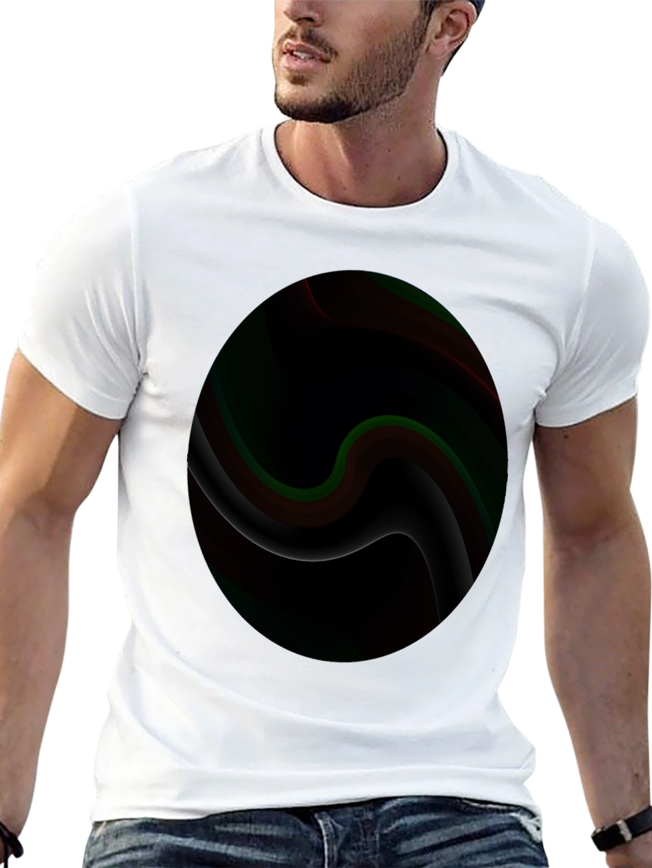 Abstract Swirl Graphic Black T-Shirt
