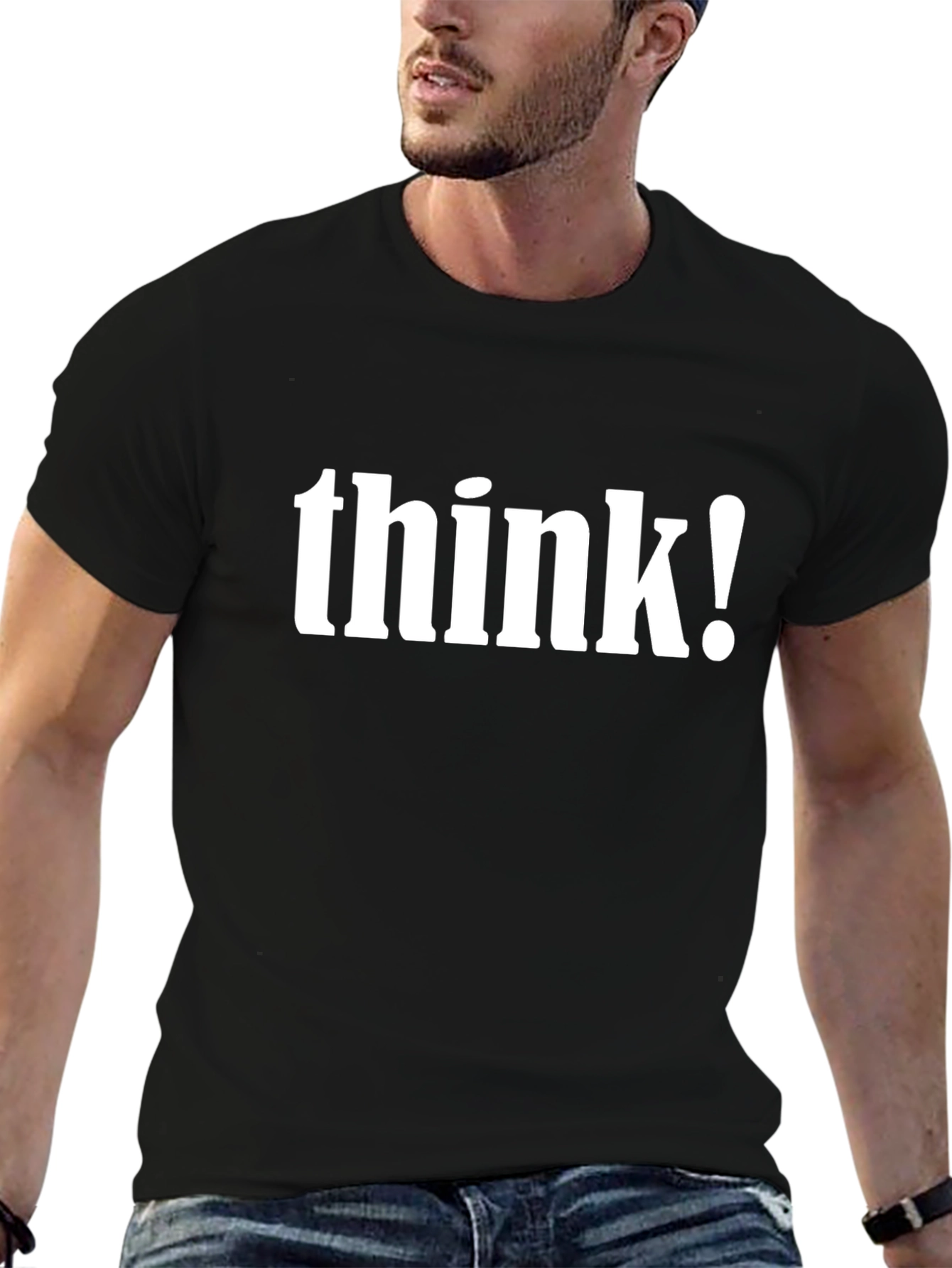 Think! Black Graphic Tee