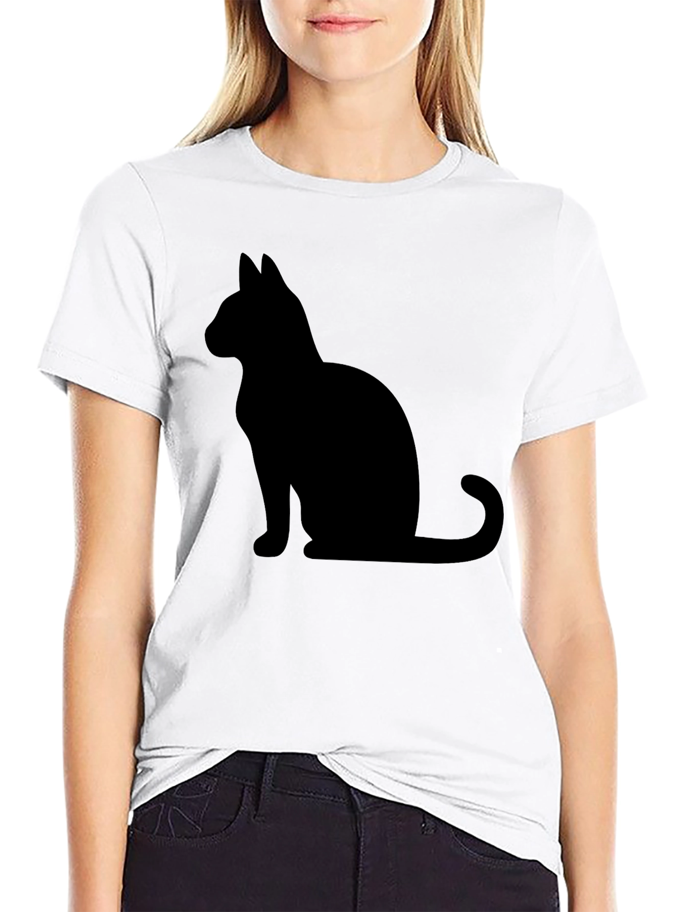 Black Cat Silhouette Graphic Tee - Unisex