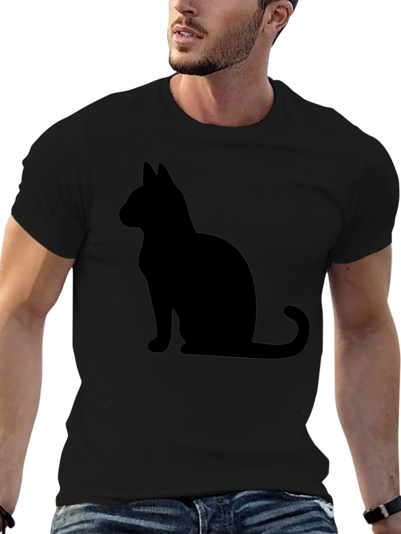 Black Cat Silhouette Graphic Tee - Unisex