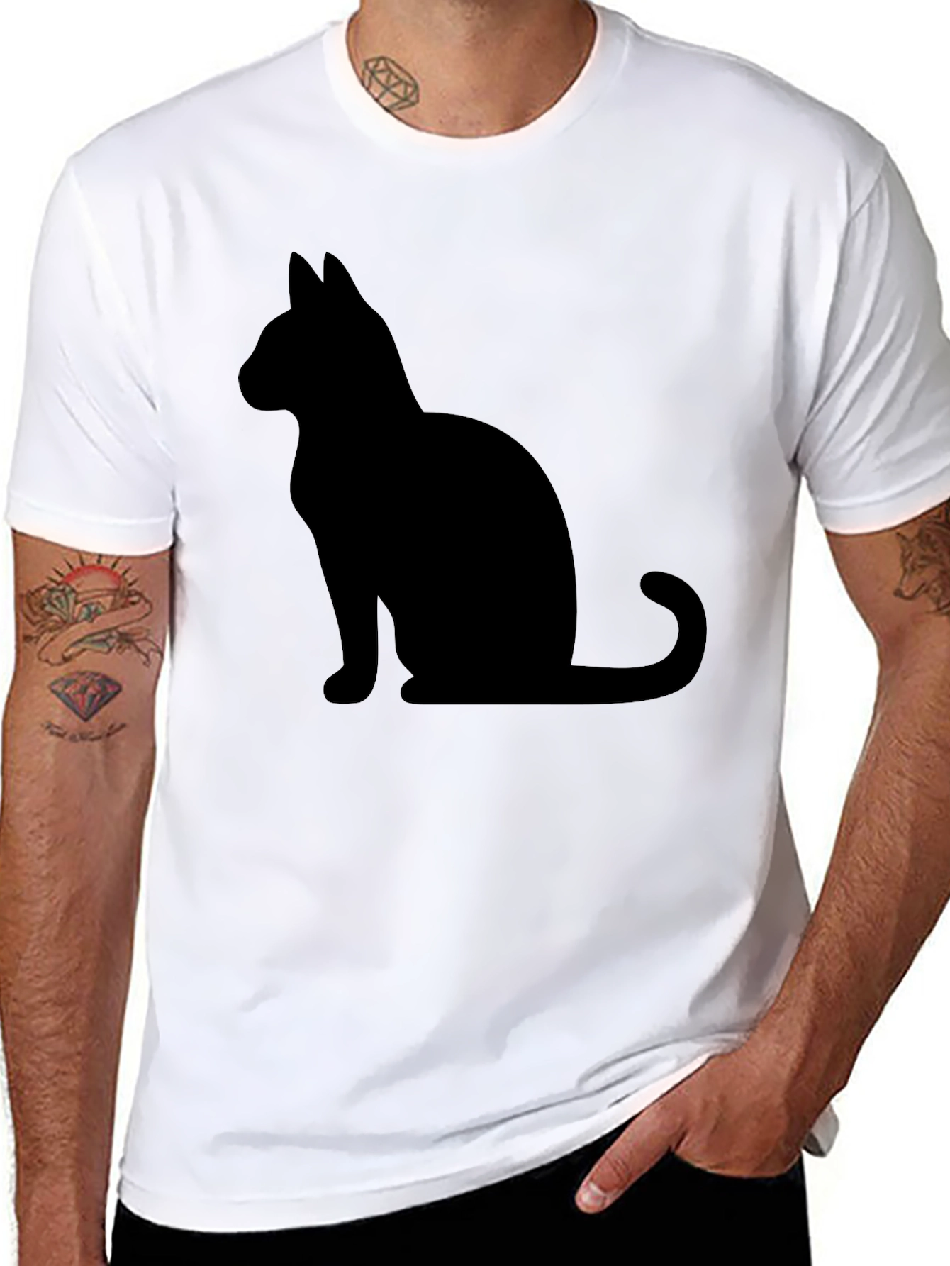 Black Cat Silhouette Graphic Tee - Unisex